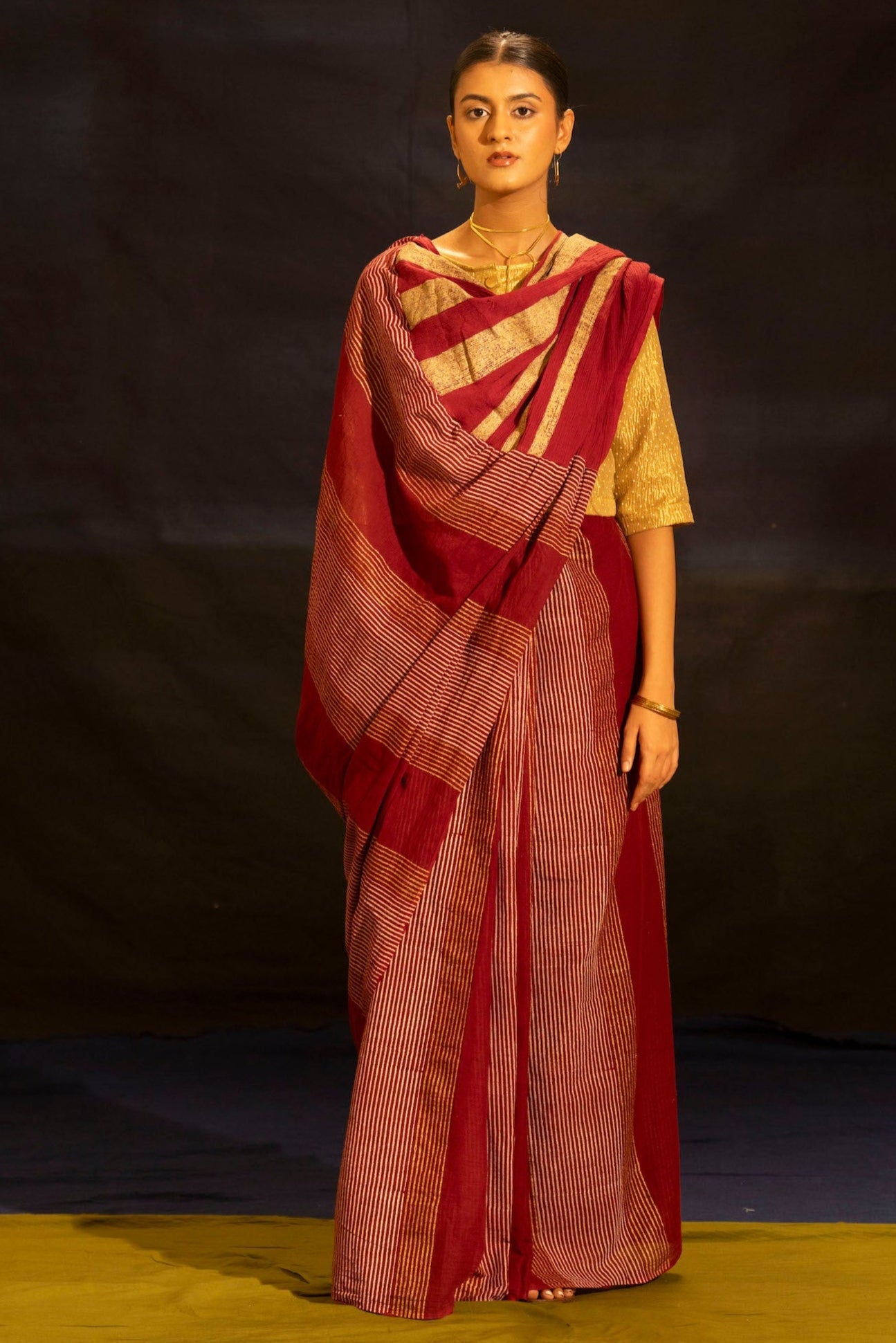 Illume luma Maroon Saree with Crinkled Pallu