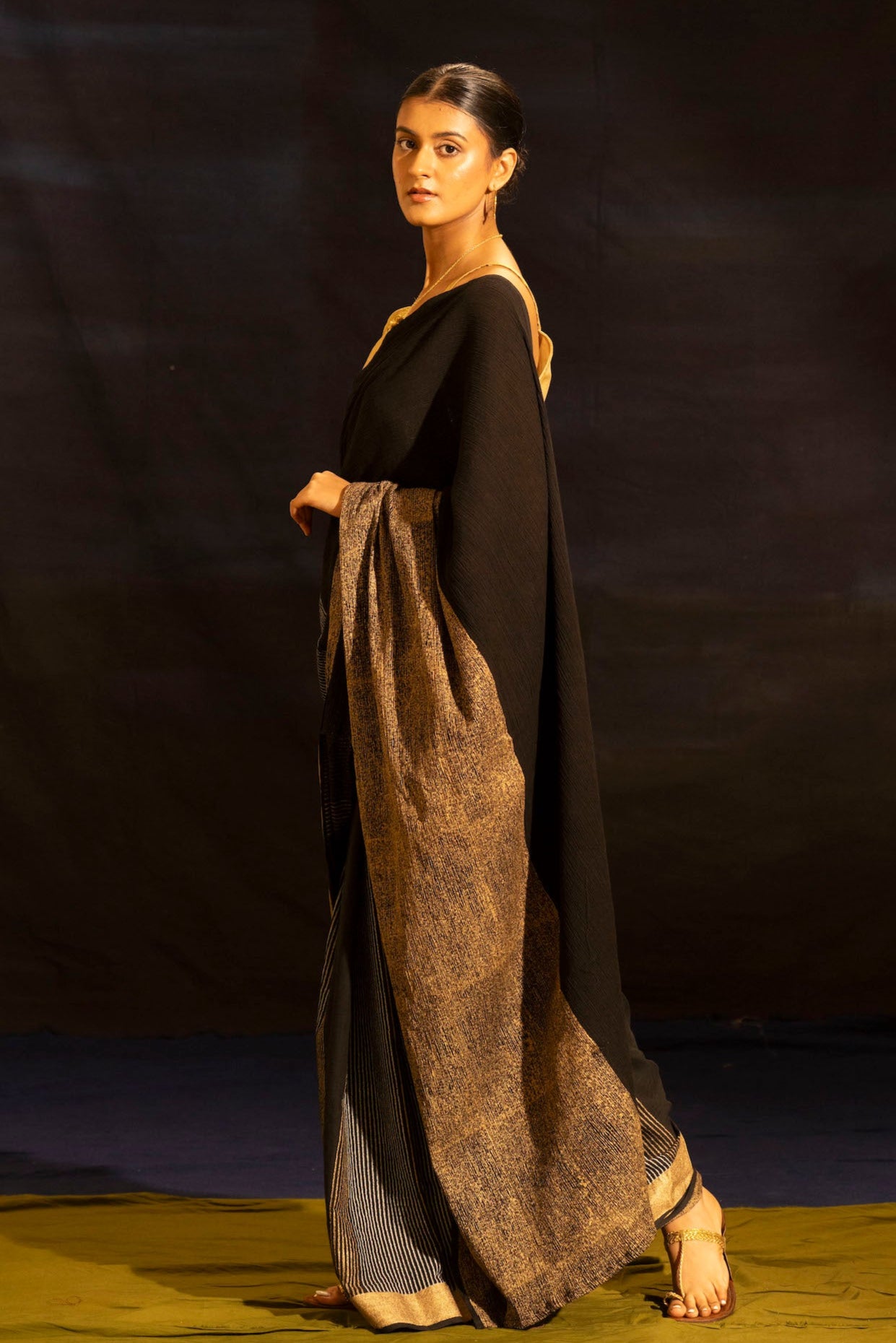 Illume luma Black Saree with Crinkled Pallu