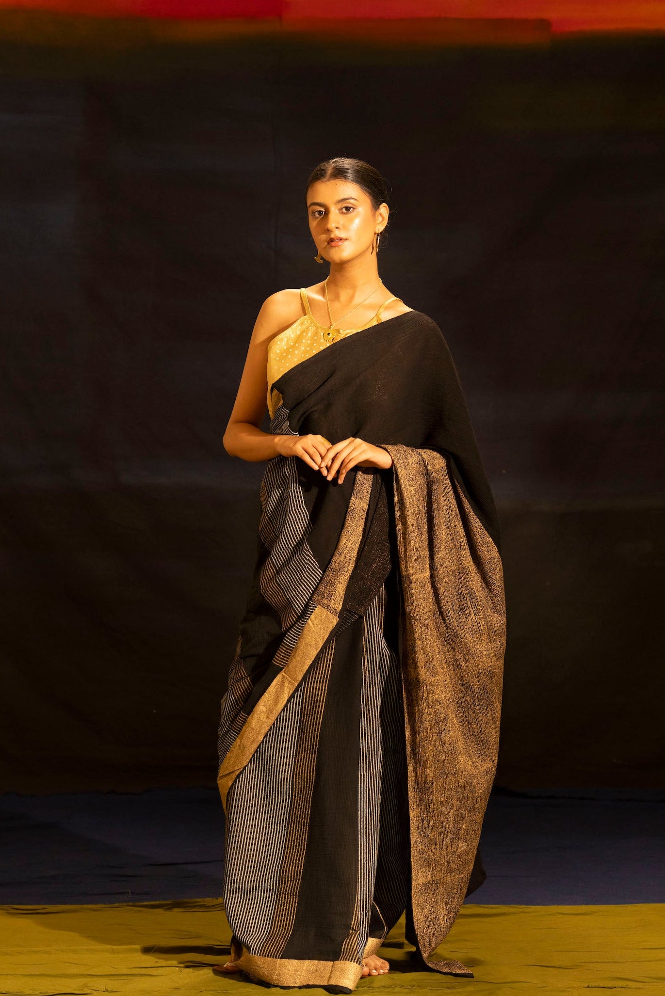 Illume luma Black Saree with Crinkled Pallu