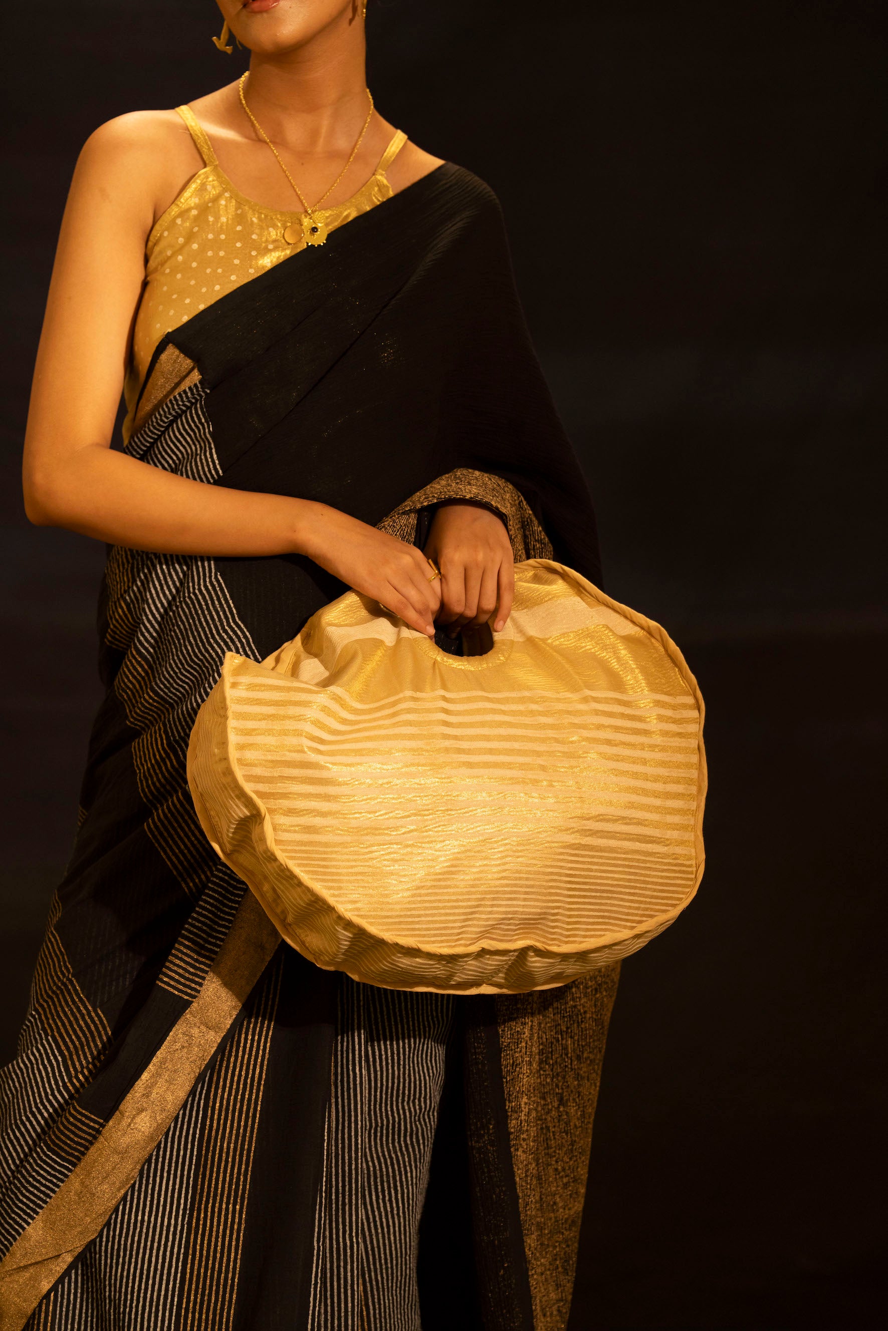 Illume luma Black Saree with Crinkled Pallu