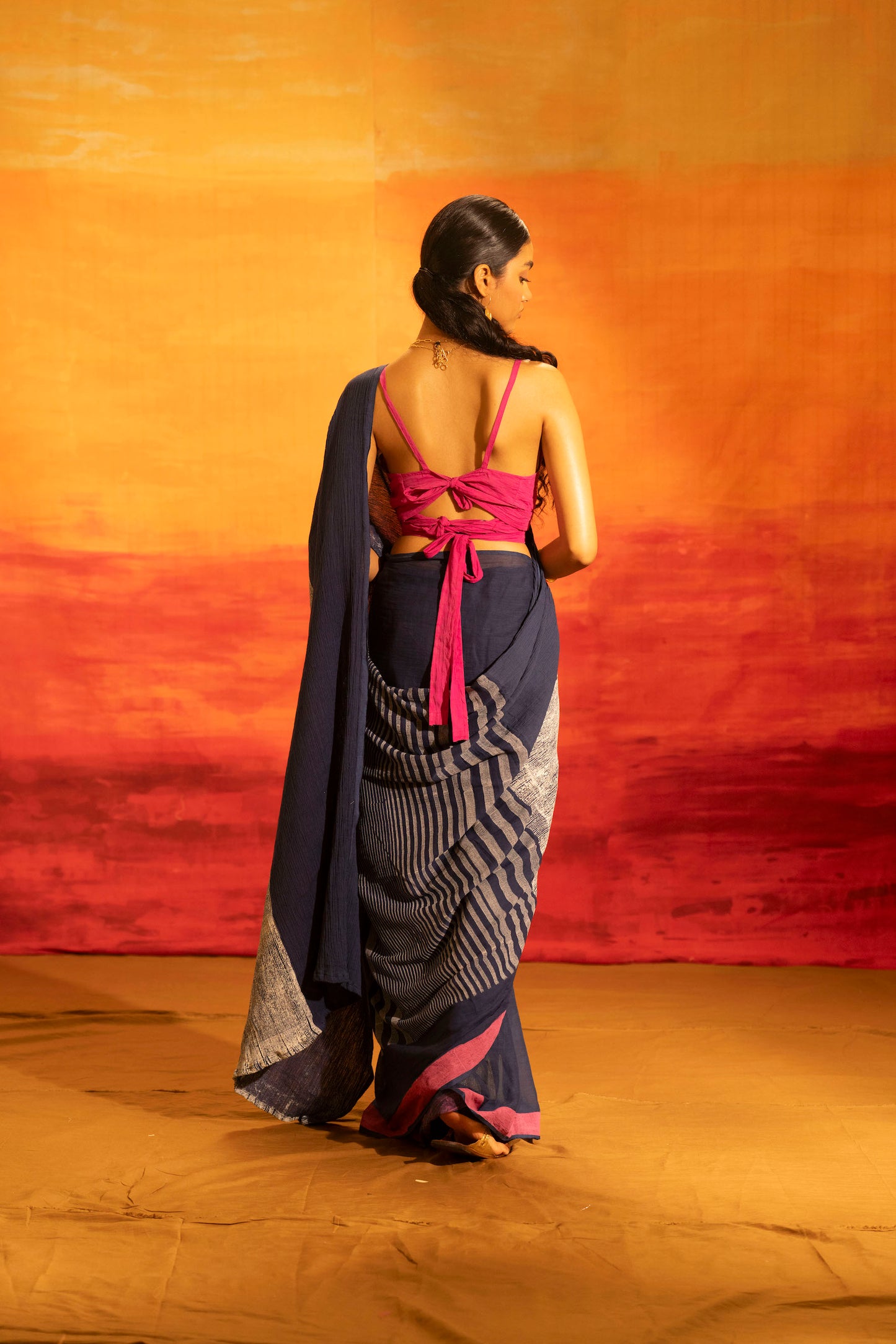Illume luma Navy Saree with Wrap Top
