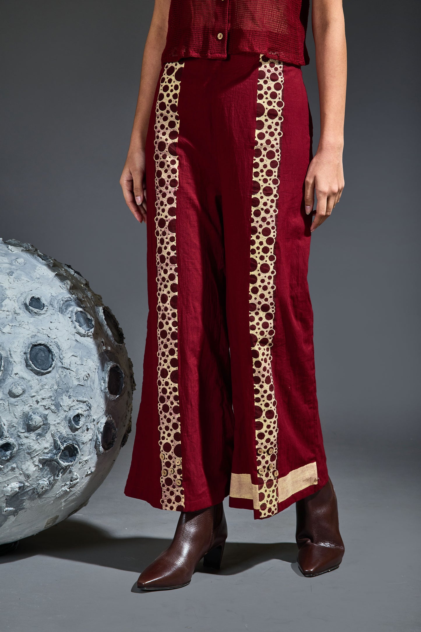 Crater Molten Maroon Kurta Set (Set of 3)