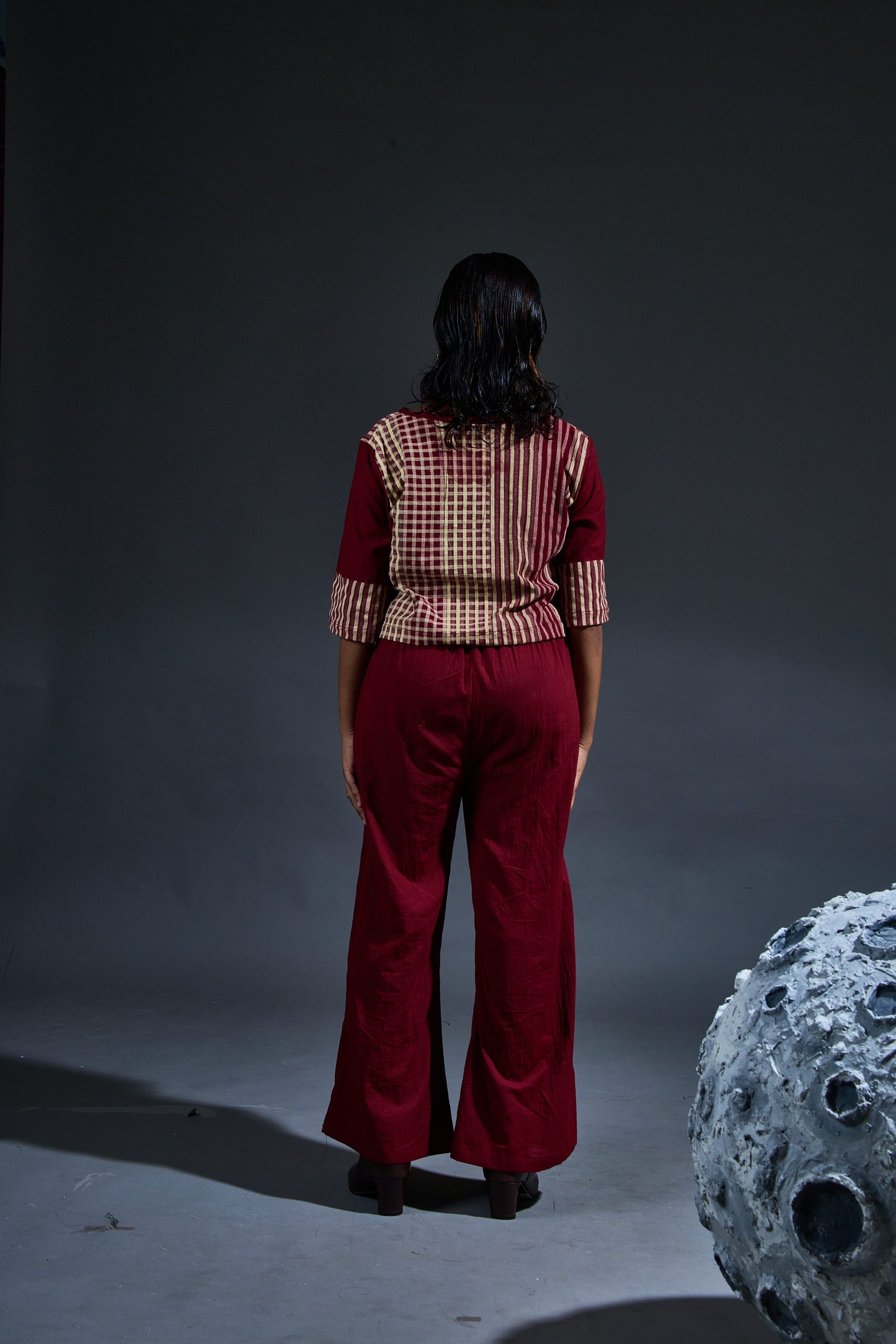 Crater Maroon Crop Top Coordinate (Set of 2)