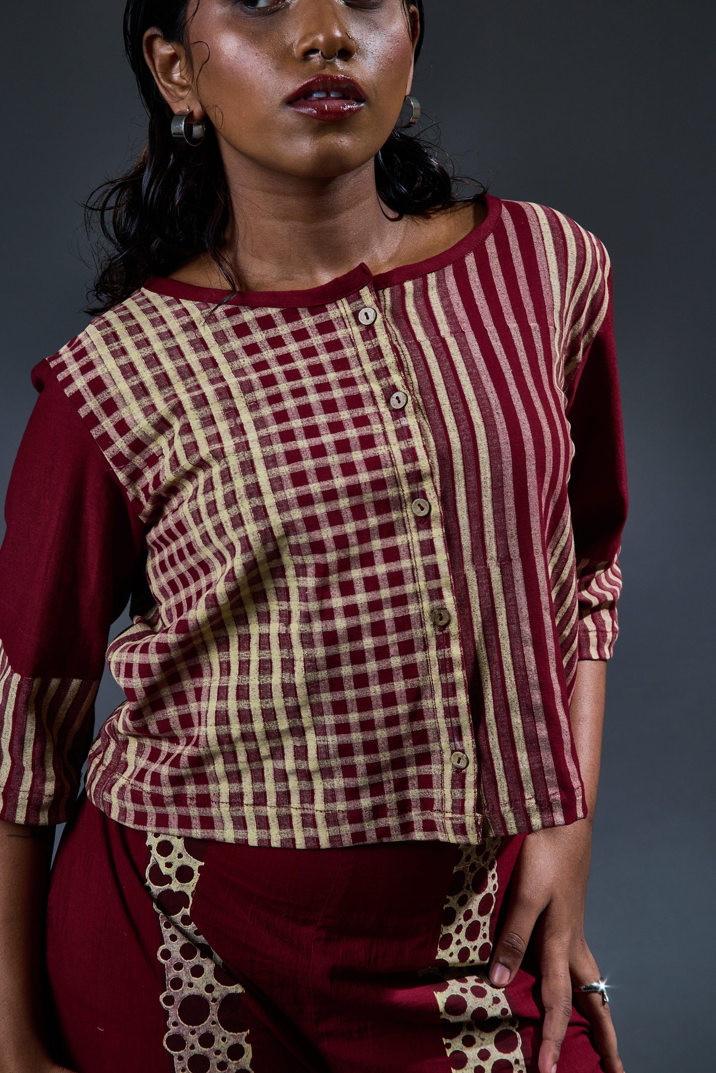 Crater Maroon Crop Top Coordinate (Set of 2)