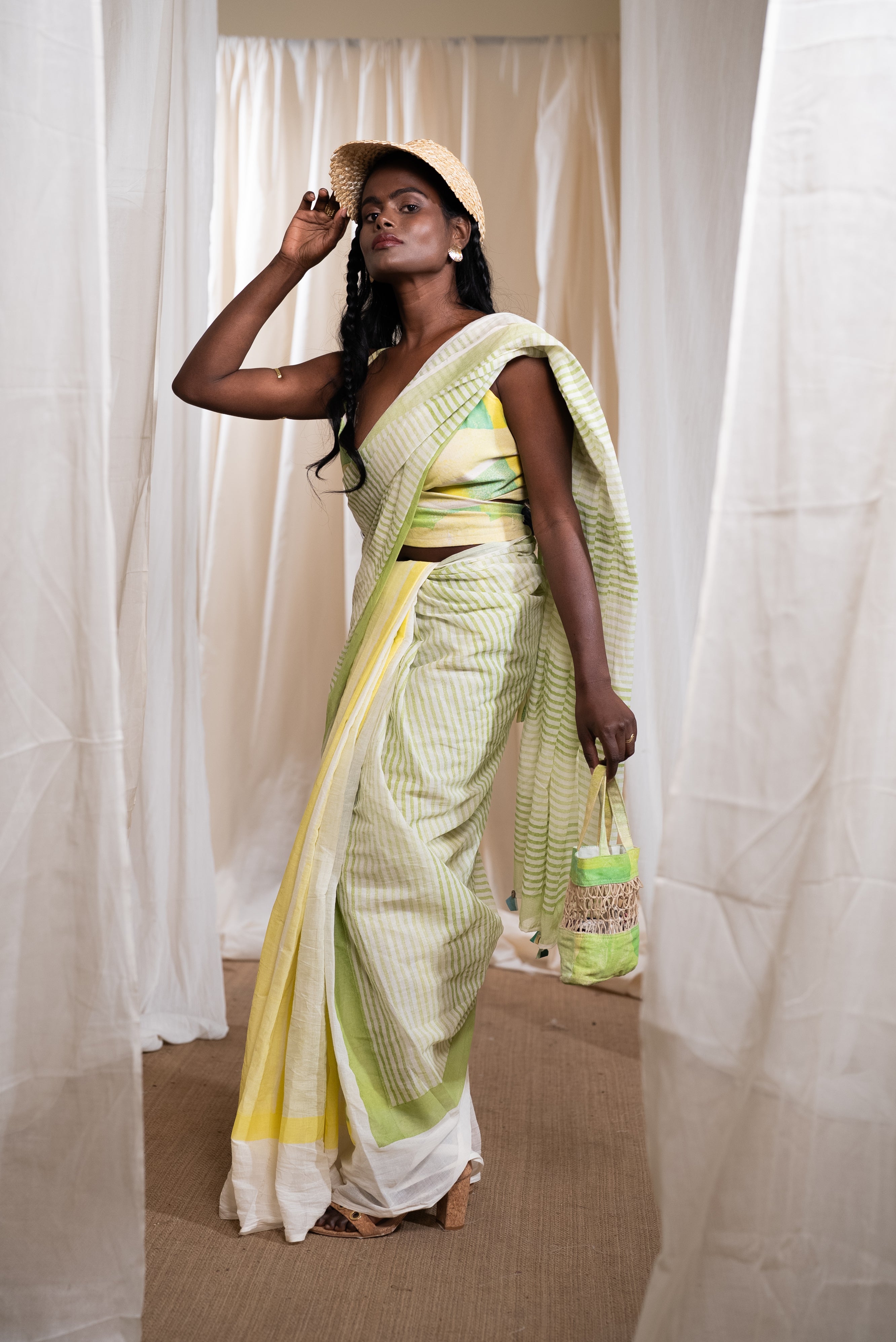 MARINA lagoon cotton saree with blouse