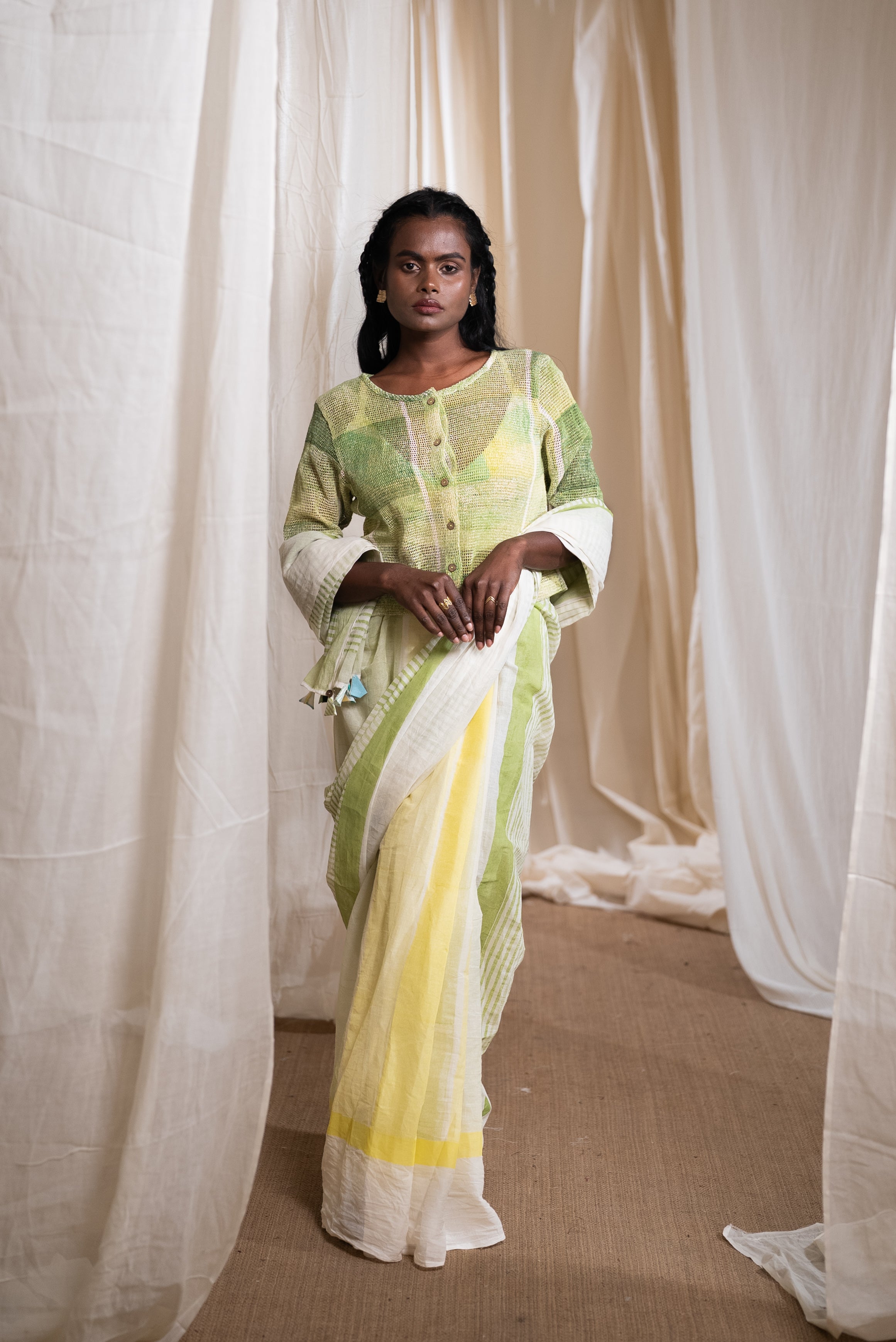 MARINA lagoon cotton saree with blouse