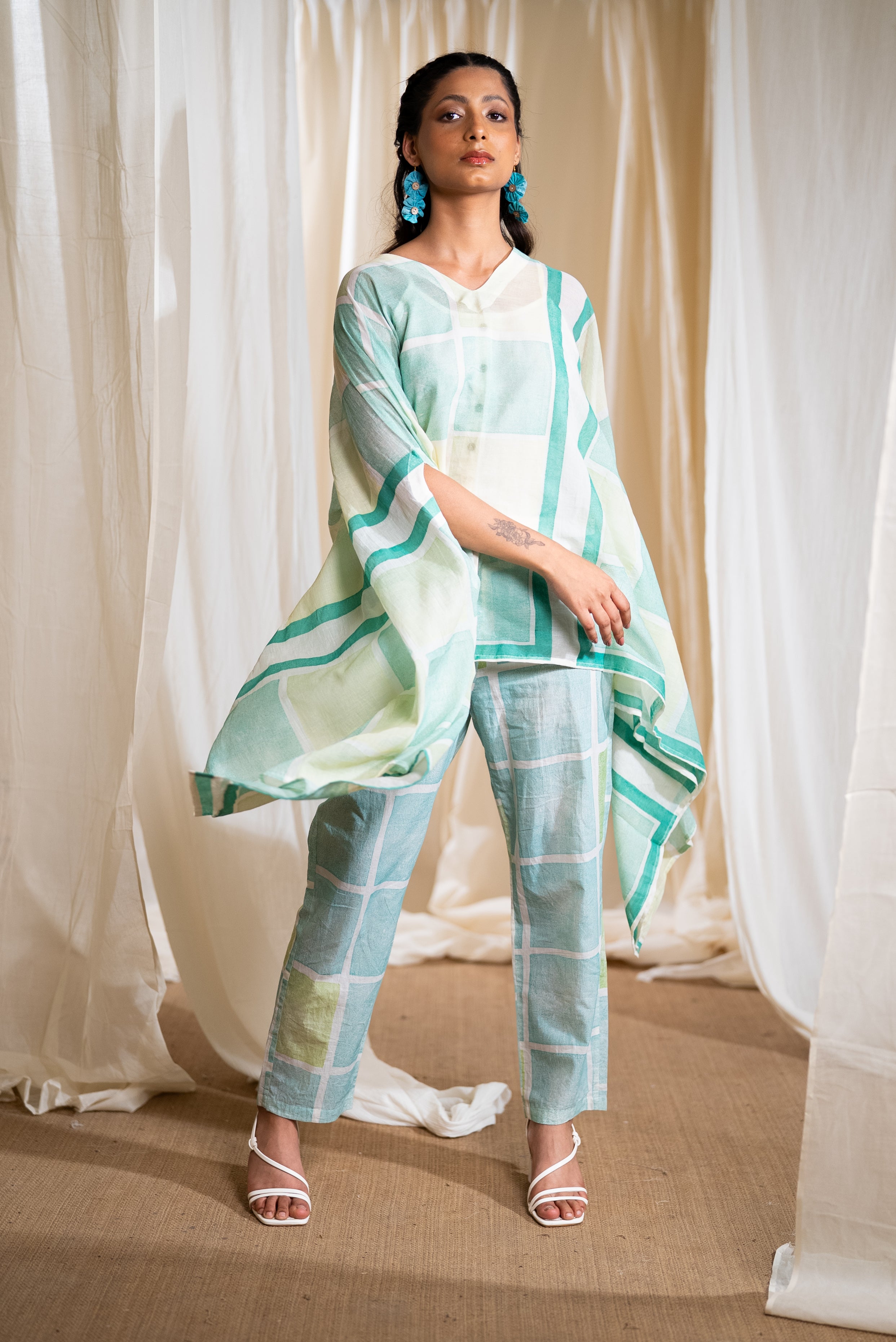 MARINA mirage kaftan coordinate with slip (Set of 3)