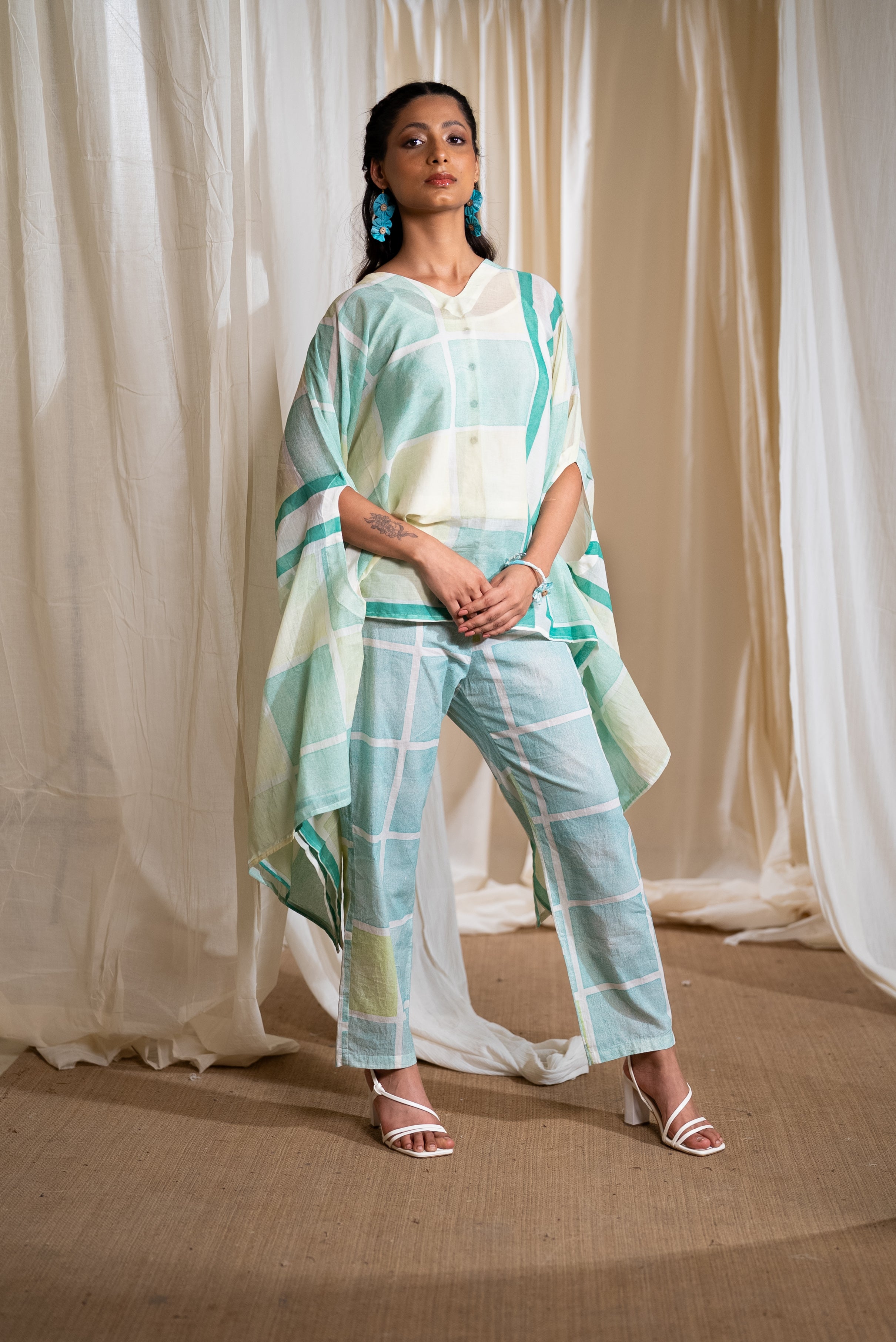 MARINA mirage kaftan coordinate with slip (Set of 3)