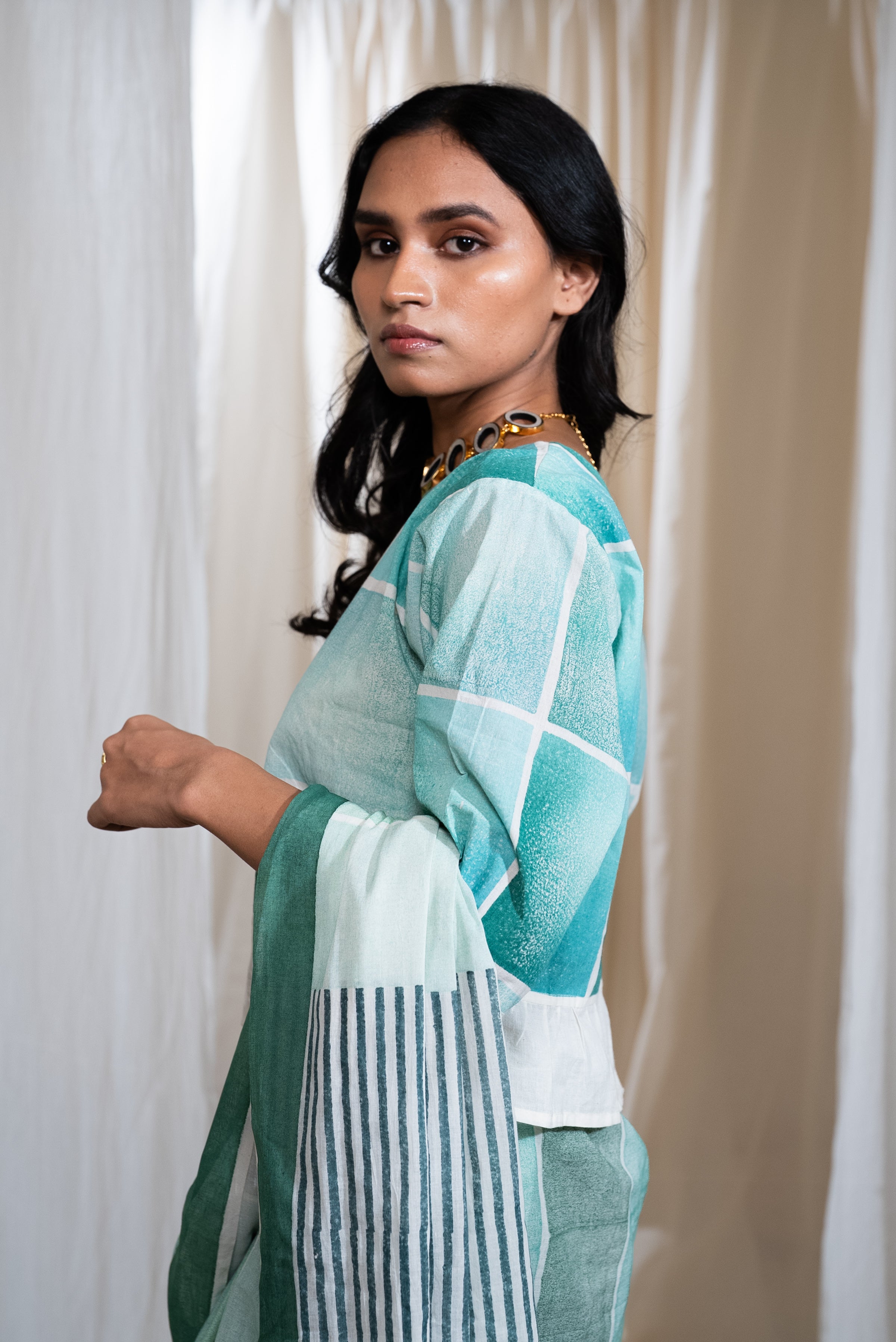 MARINA plateau saree with blouse (Set of 2)