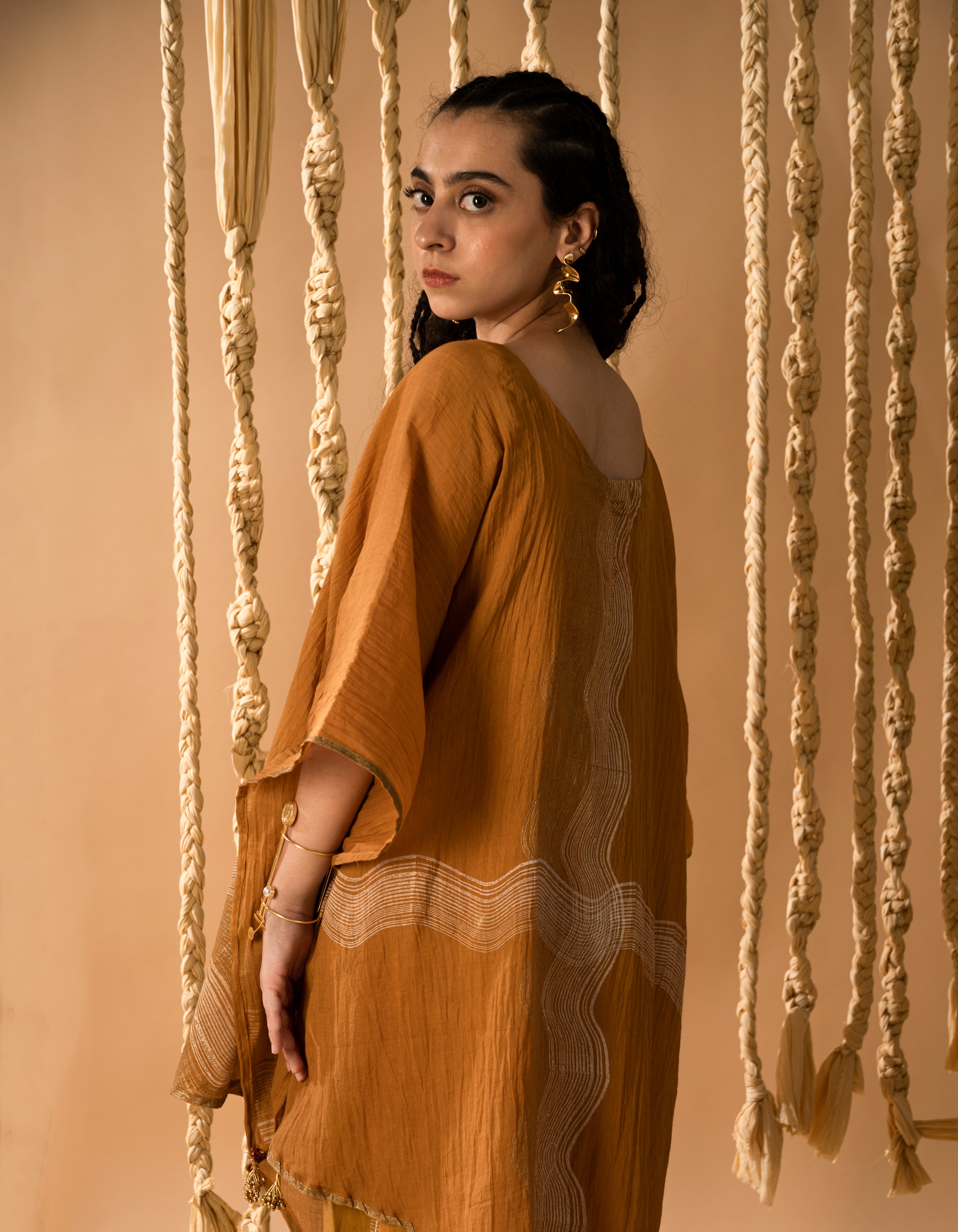 Aurum Mustard Kaftan with Pants (Set of 2)