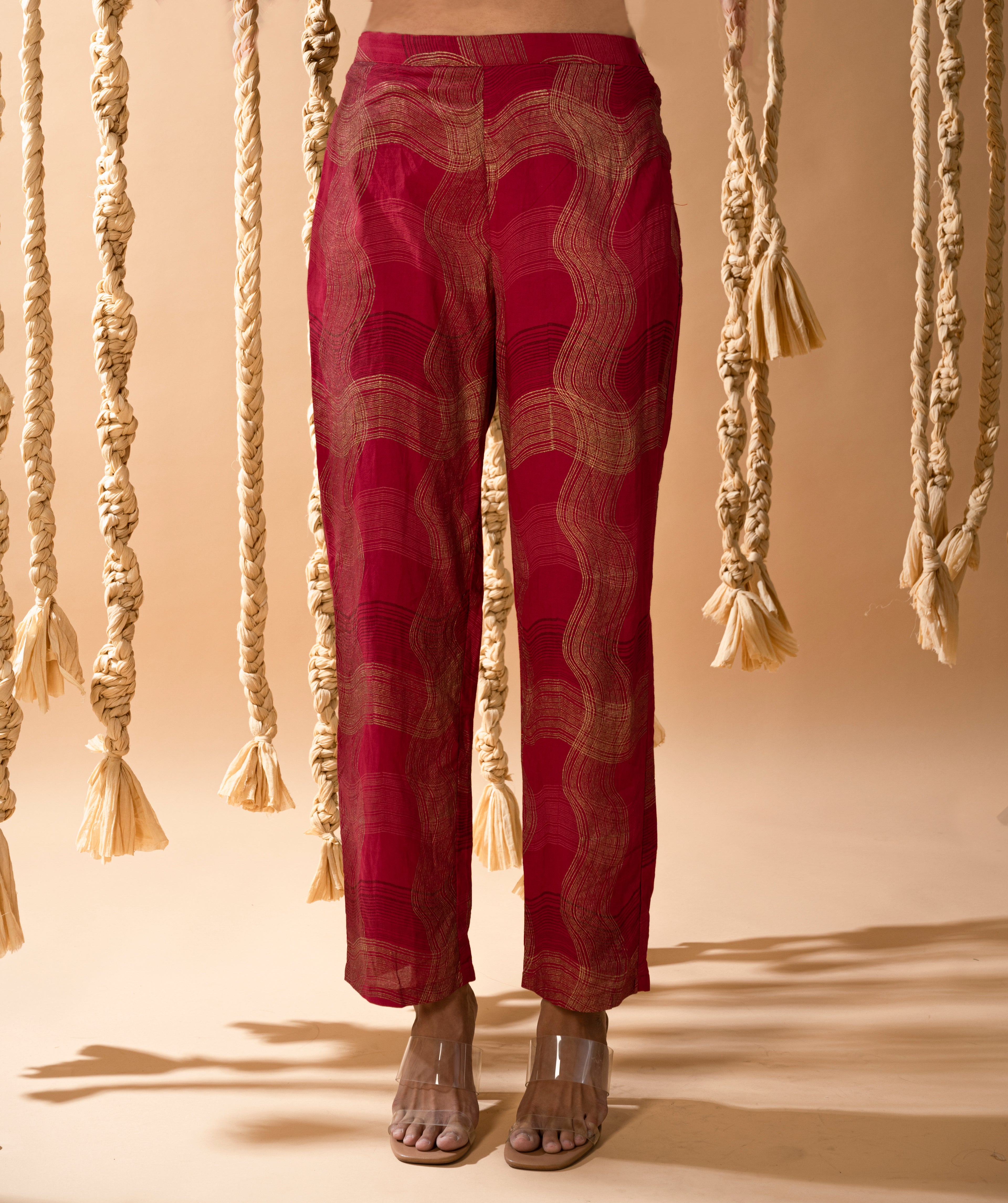 Aurum One Shoulder Peach Kaftan with Pants (Set of 2)