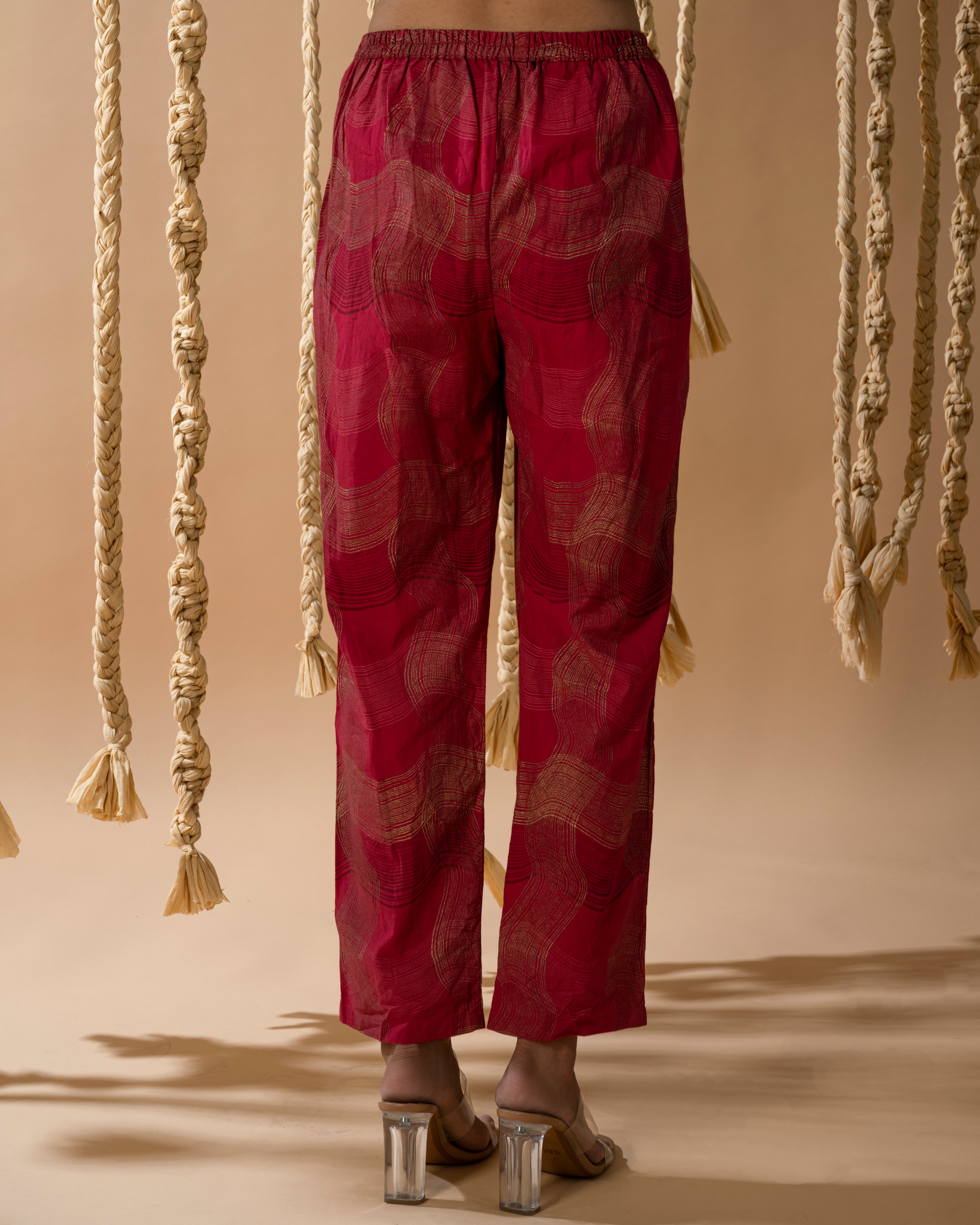 Aurum One Shoulder Peach Kaftan with Pants (Set of 2)