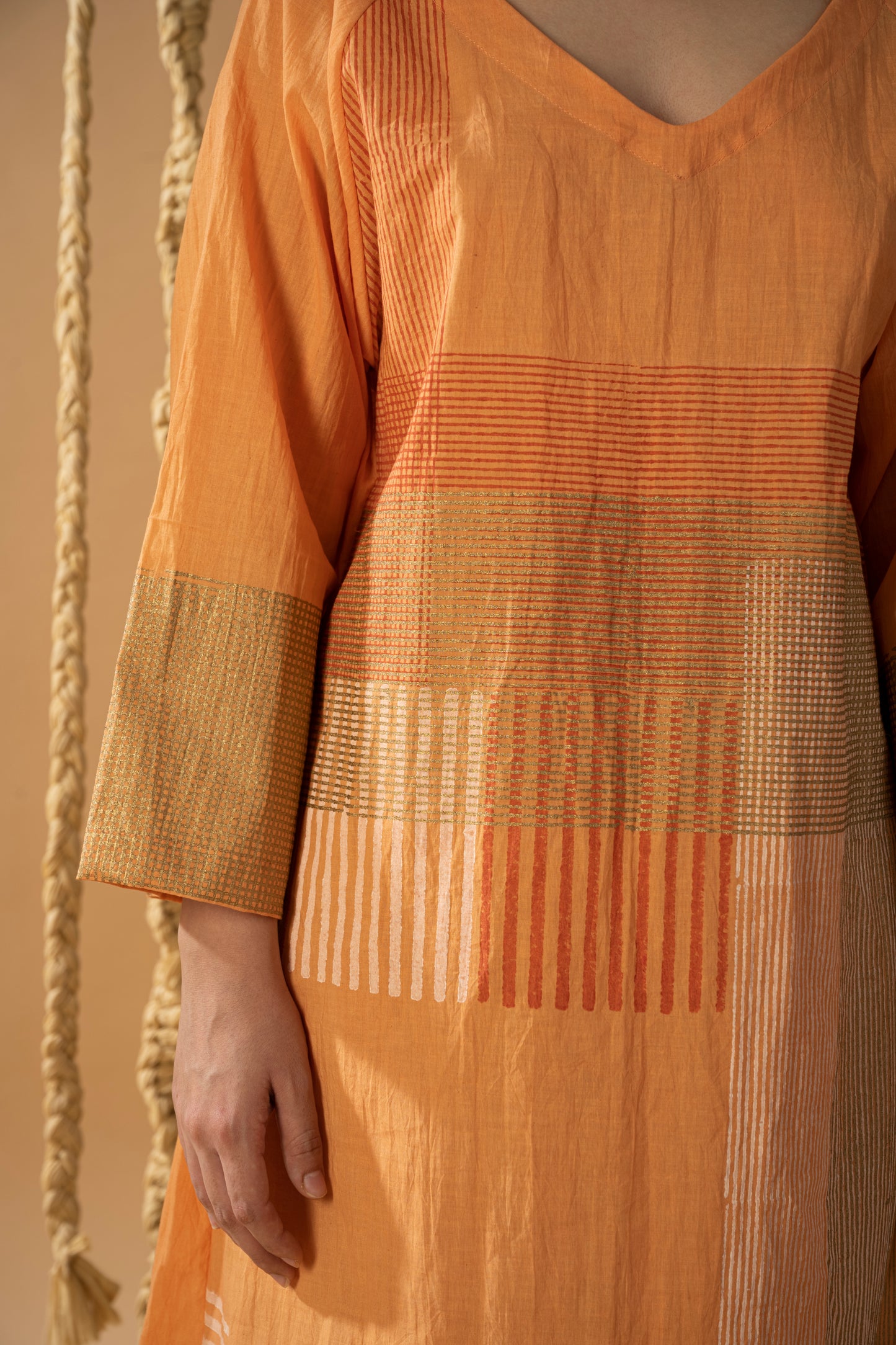 Aurum Zari Peachy Dress and Shrug (Set of 2)