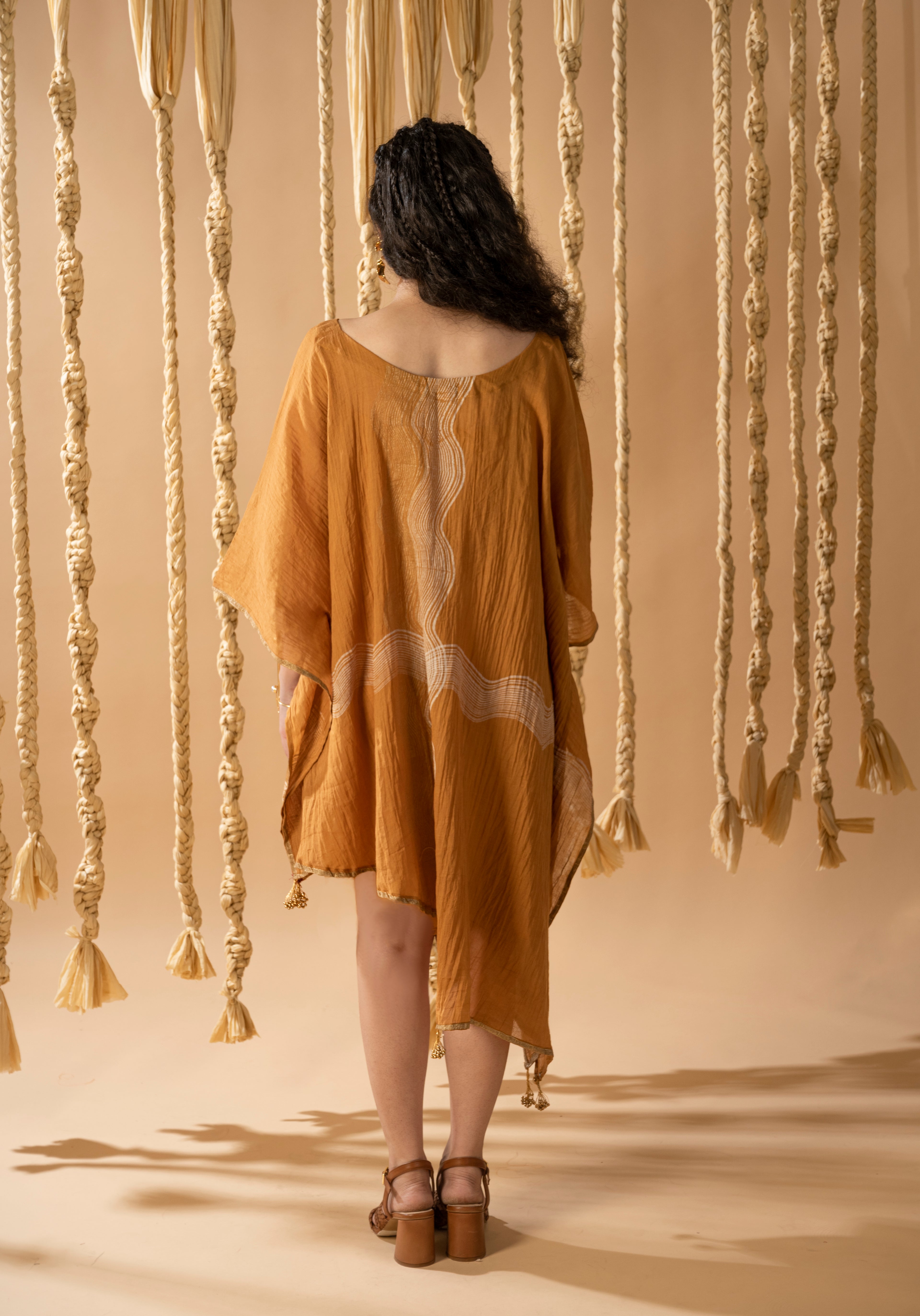 Aurum Way Asymmetrical Mustard Kaftan