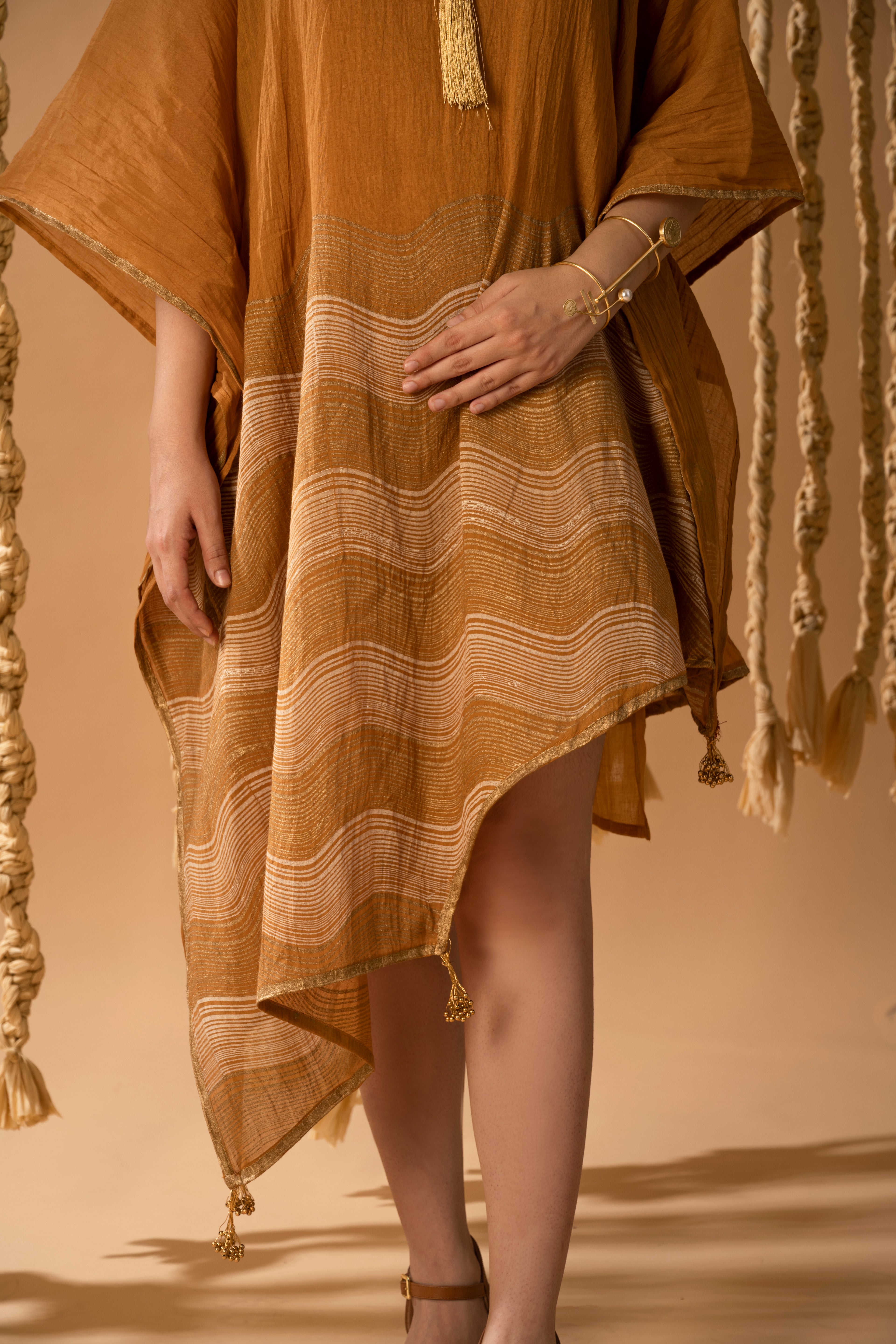 Aurum Way Asymmetrical Mustard Kaftan