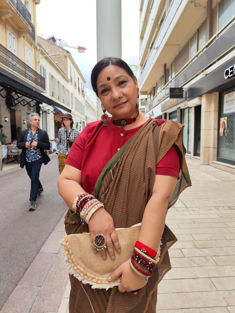 Brown Strippie Sunita CANNES Saree and Blouse
