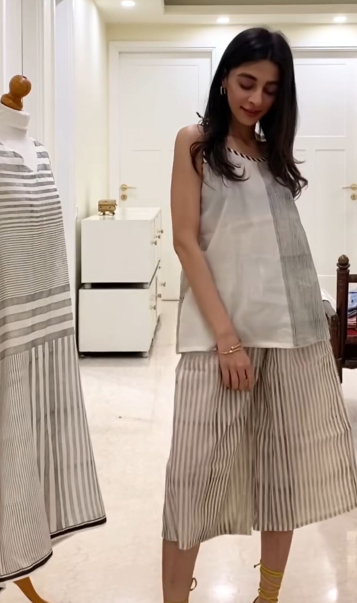 Monochrome Stripey White Coord Set