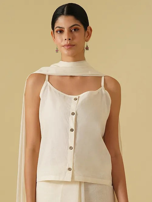 Silkwaves ESSENTIALS White Cotton Mul Saree