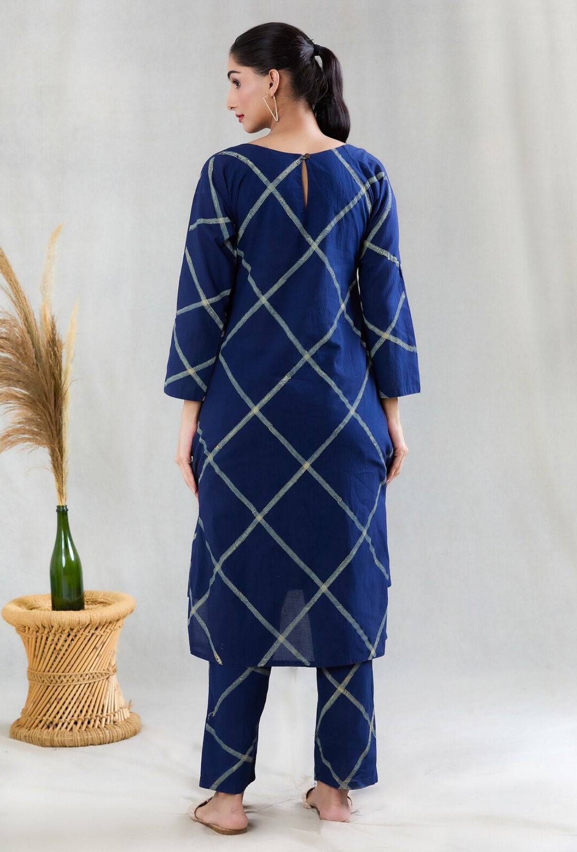 Crossroads Navy Diamond Kurta and Pant Set