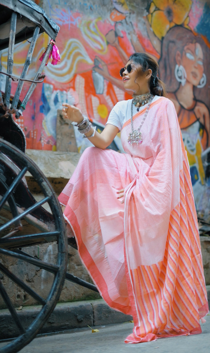 Clove Micro Lined Saree