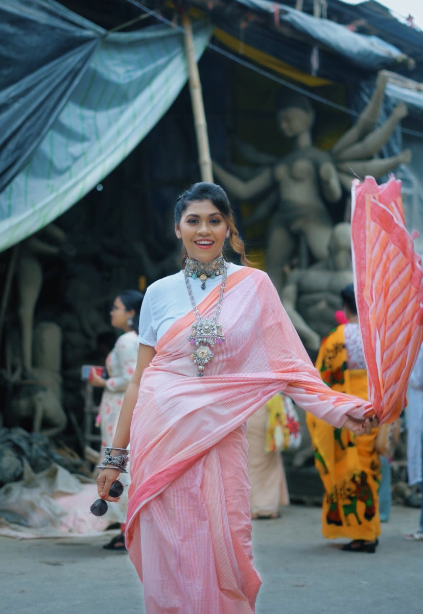 Clove Micro Lined Saree