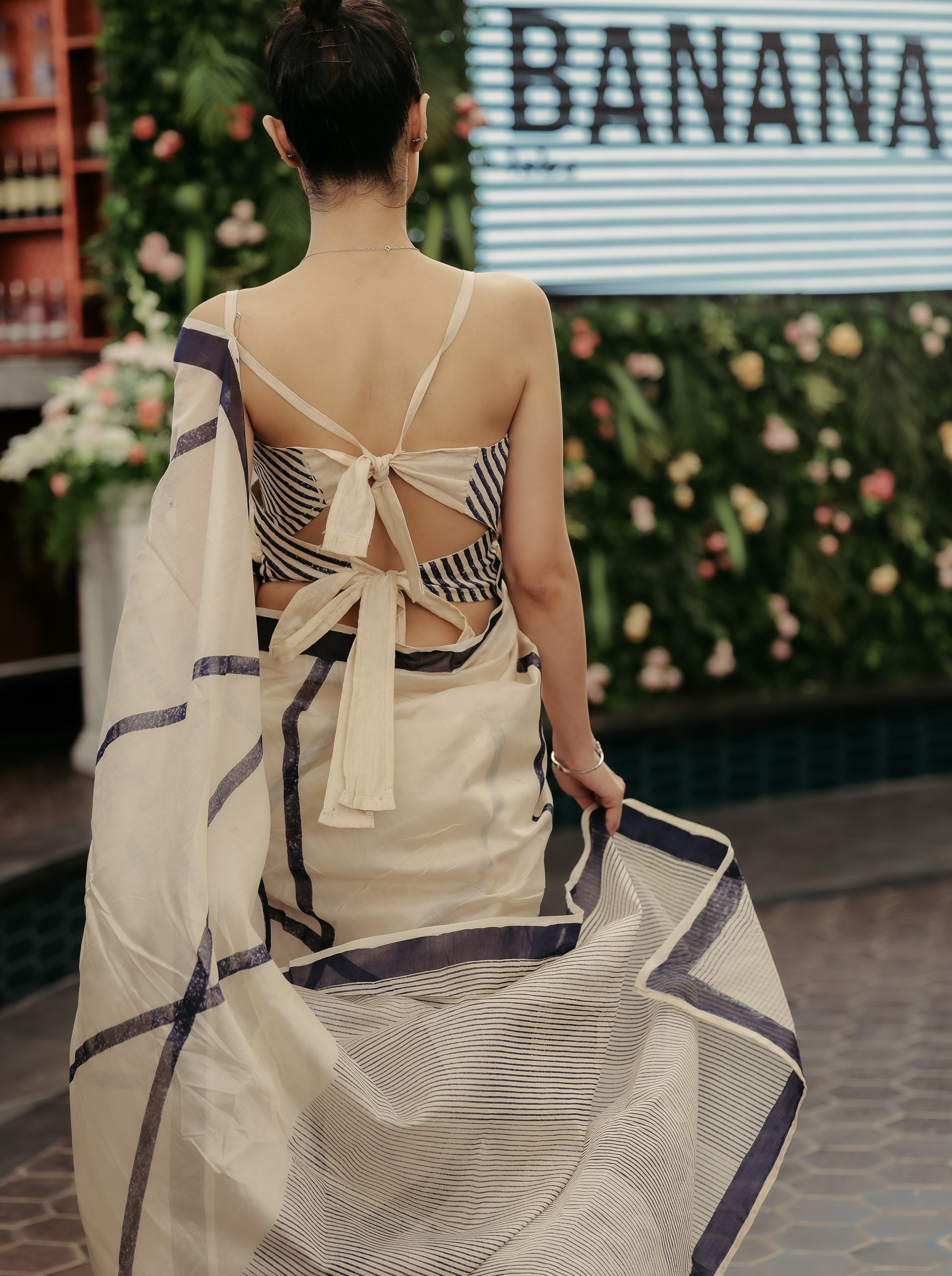 Crossroads Beige Saree with Wrap Top