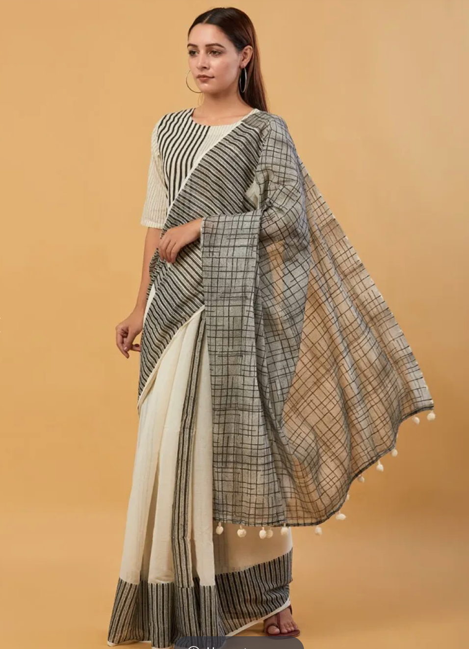 Monochrome Piano Saree with Blouse (Set of 2)