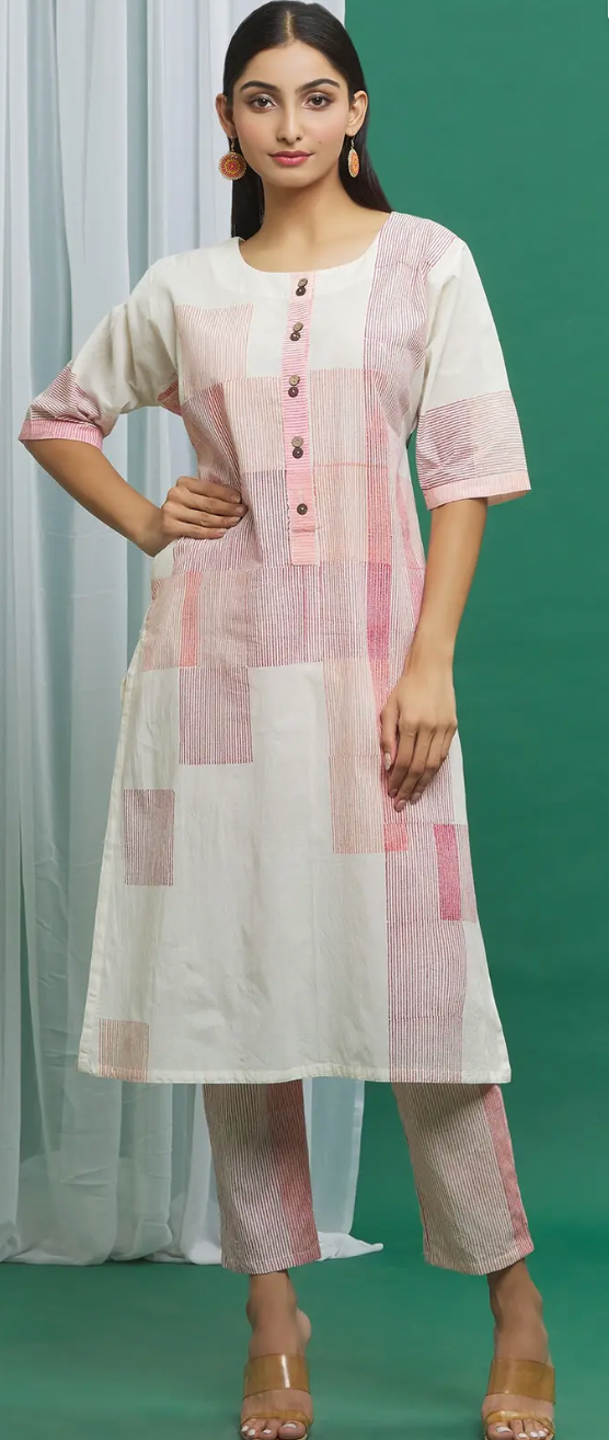 Clove Pink Cotton Geometric Print Kurta