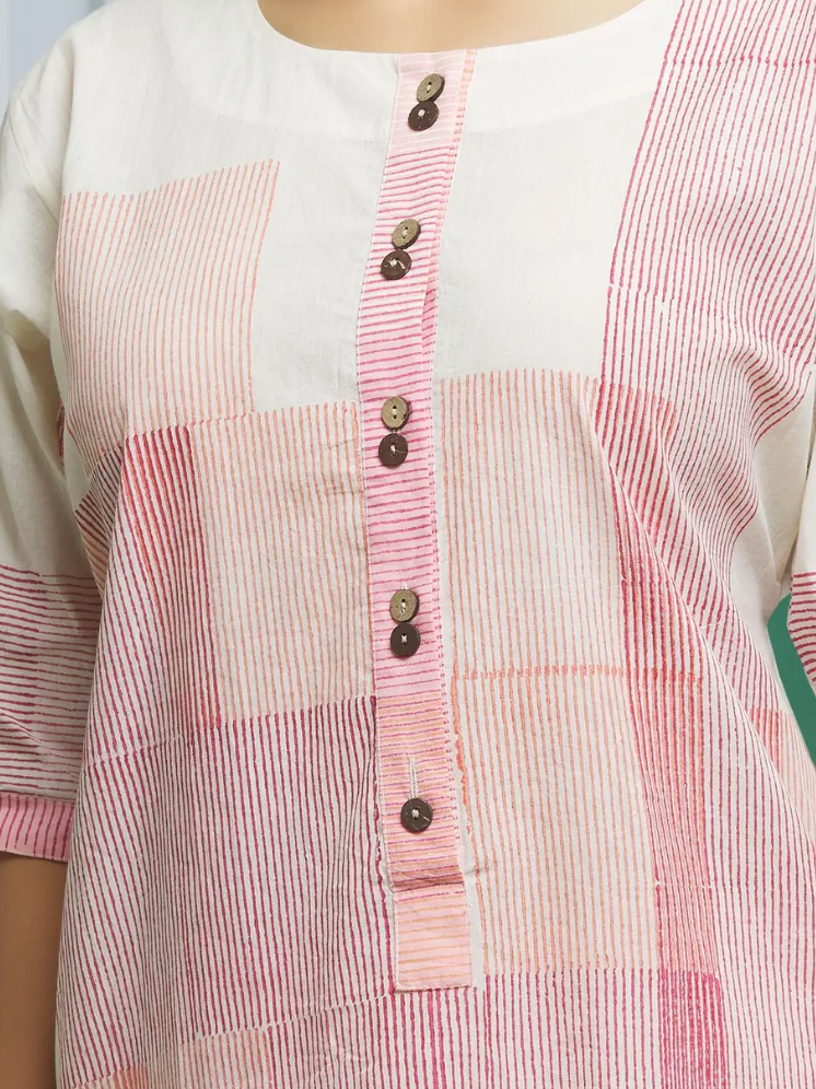 Clove Pink Cotton Geometric Print Kurta