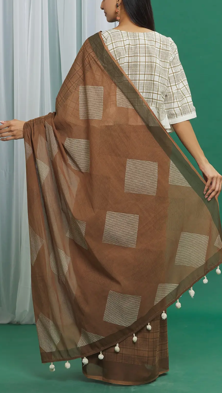 Brown check Crop Top