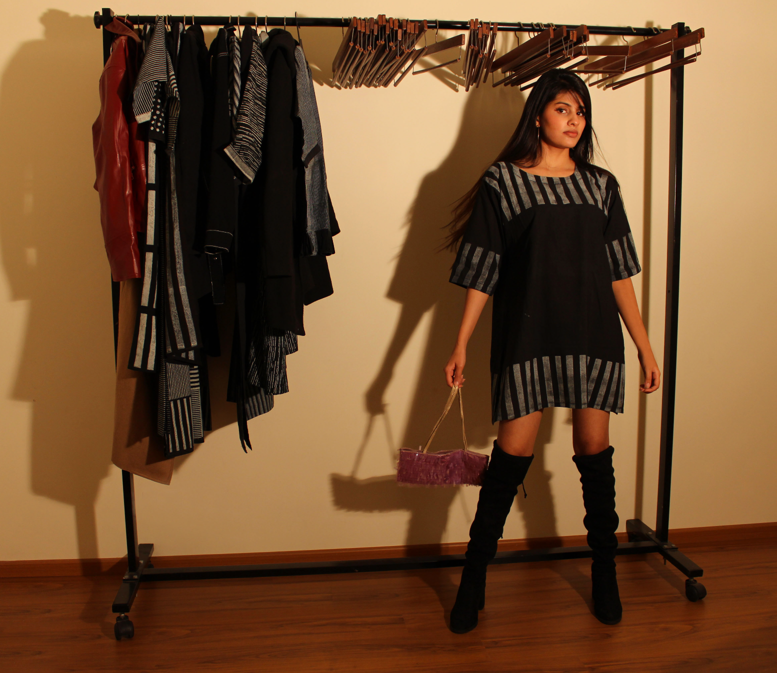 Piano Black Printed Short Dress