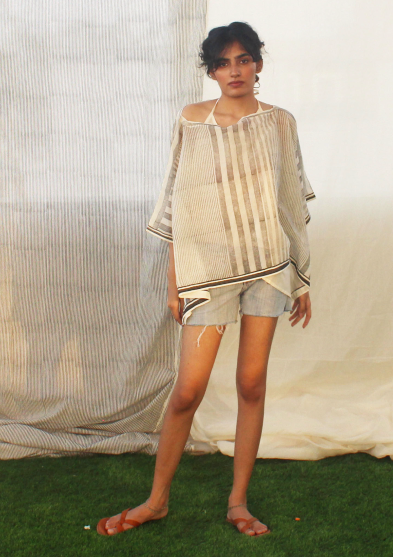 Boat Neck Rhythm Short Mul Kaftan