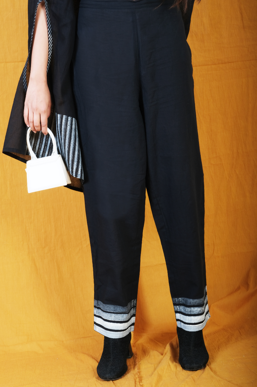 Black Twister Wind Piano Kaftan with Pants (Set of 2)