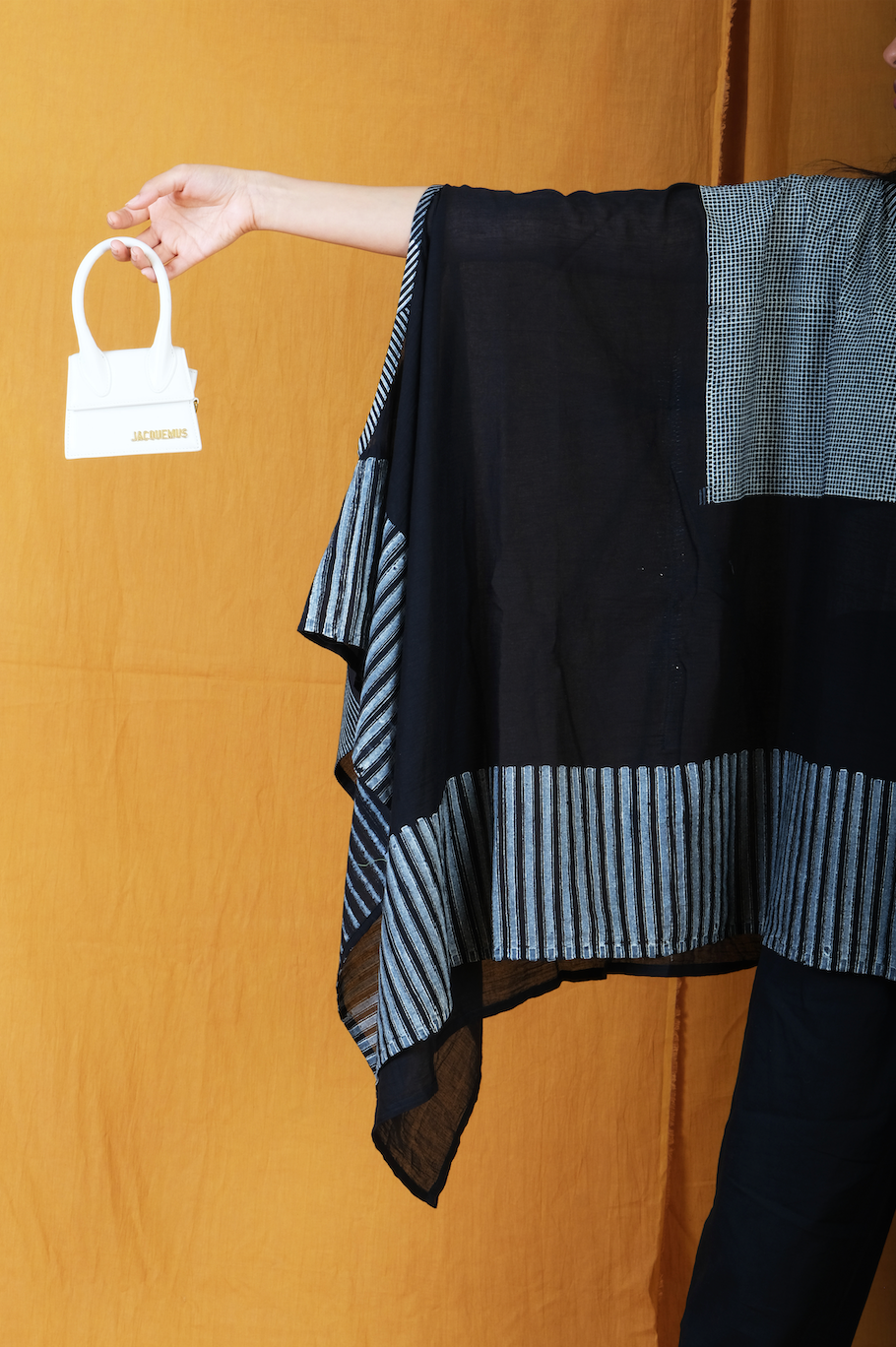 Black Twister Wind Piano Kaftan with Pants (Set of 2)