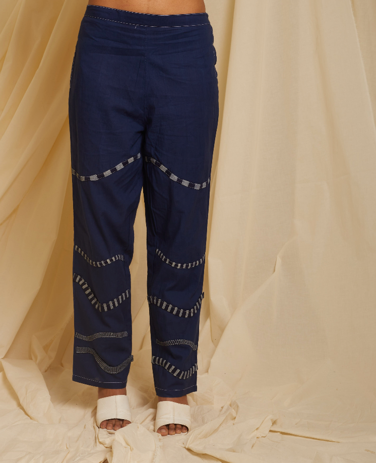 Crossroads Navy Wave Kurta Set (Set of 3)