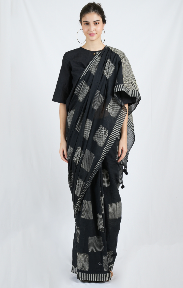 Space Boxy Black Saree