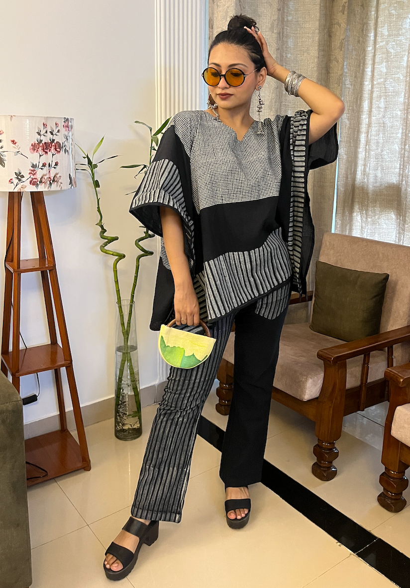 Charcoal Piano Kaftan with Pants