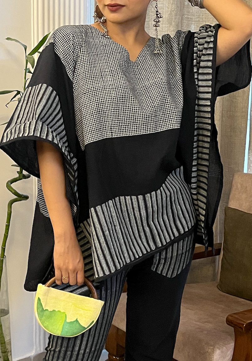 Charcoal Piano Kaftan with Pants