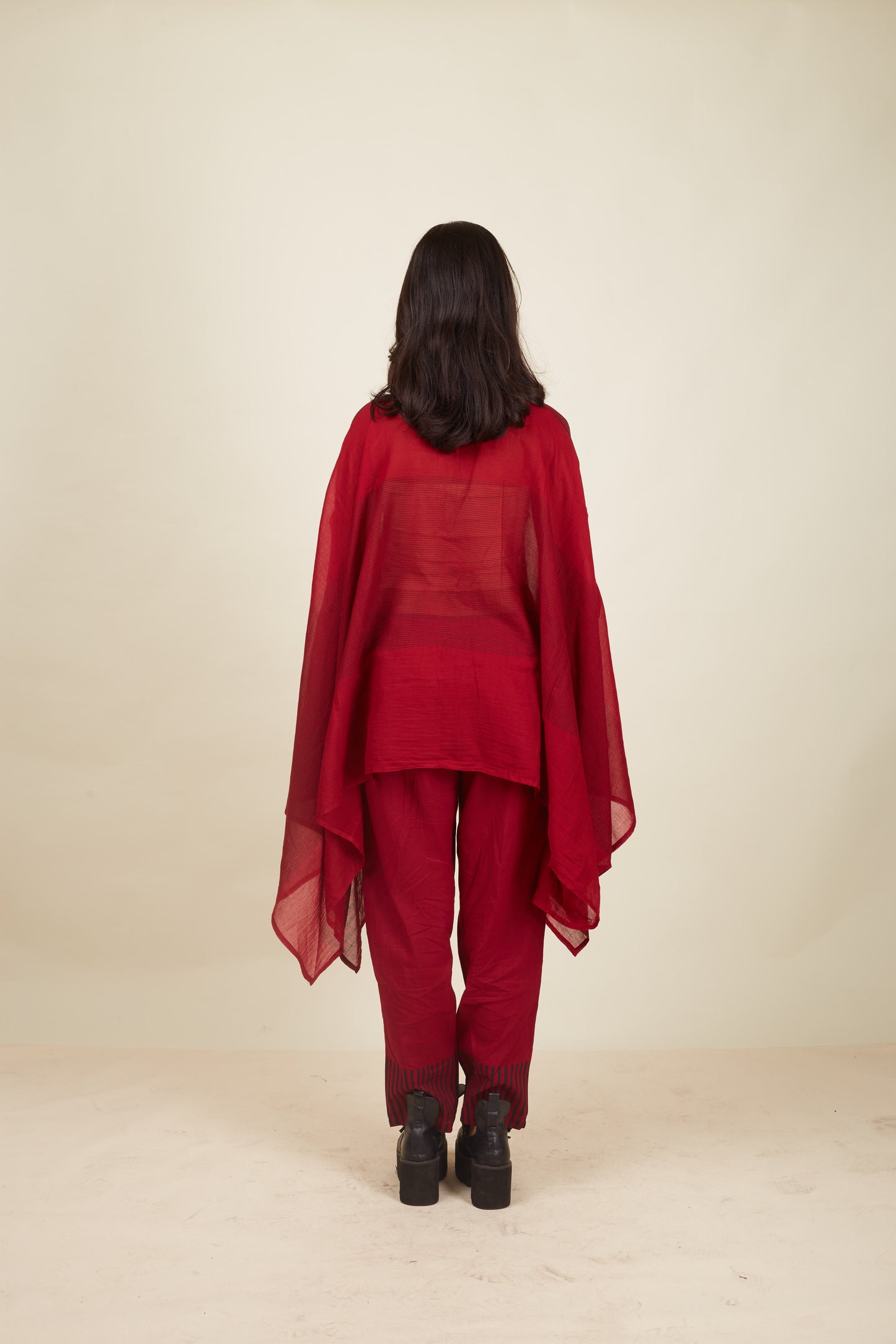 Crossroads Wind Maroon Kaftan with Pants (Set of 2)