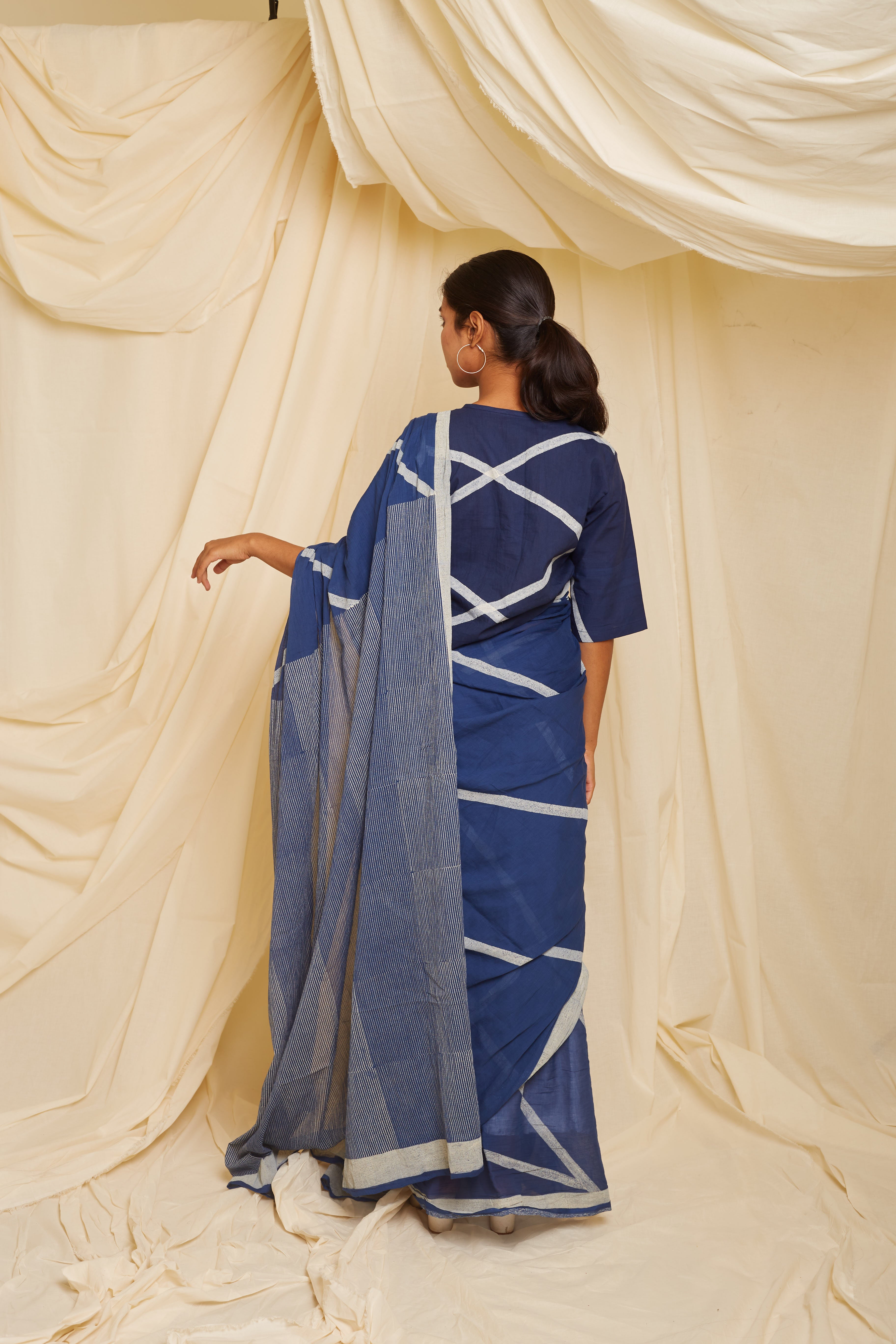 BANANA Crossroads Navy Saree with Crop Top