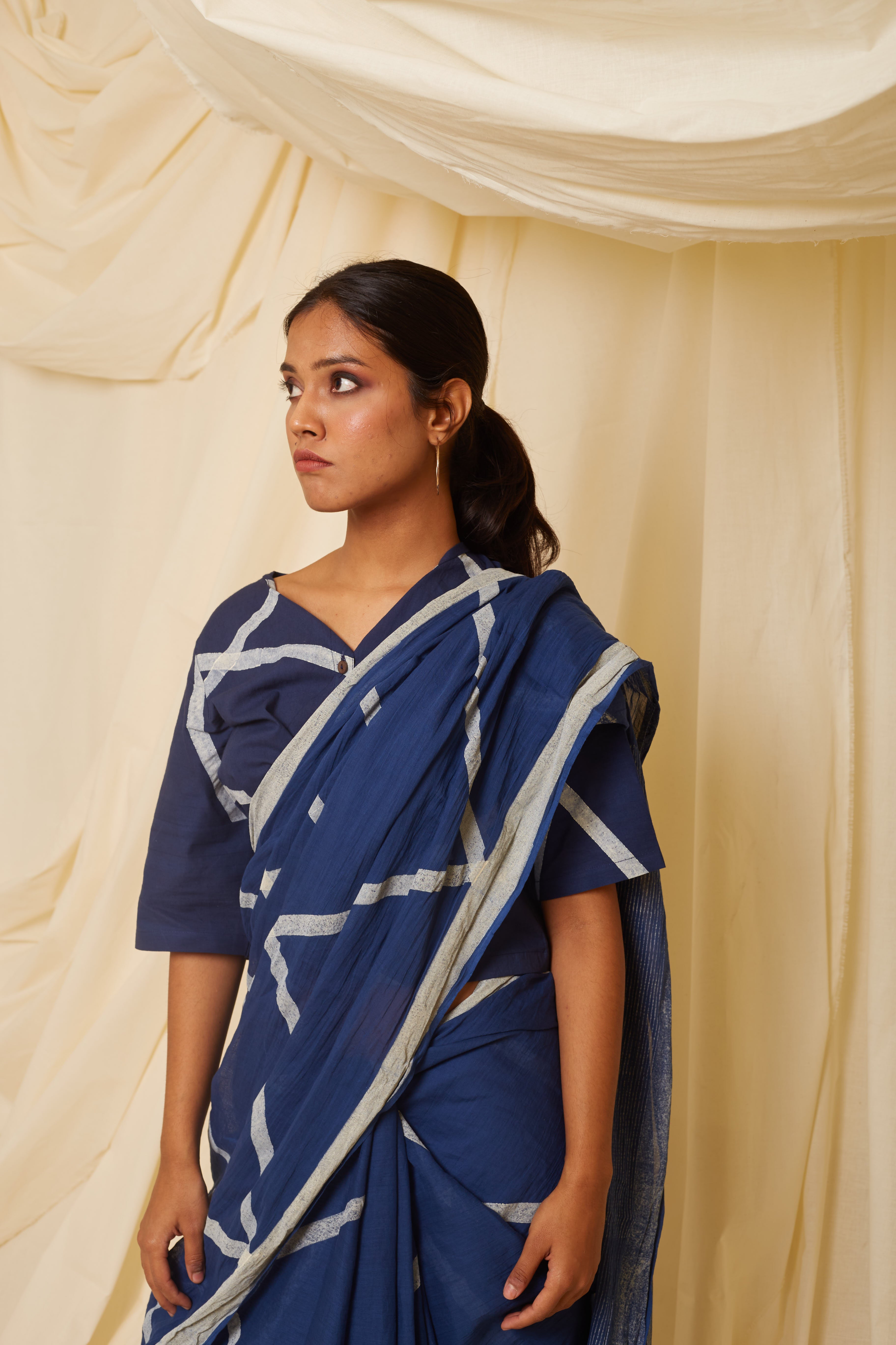 BANANA Crossroads Navy Saree with Crop Top
