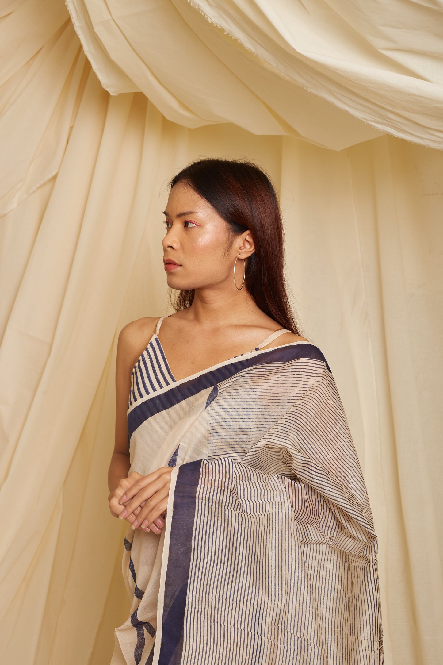 Crossroads Beige Saree with Wrap Top