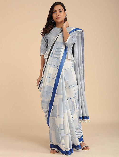 Collage Blue Saree