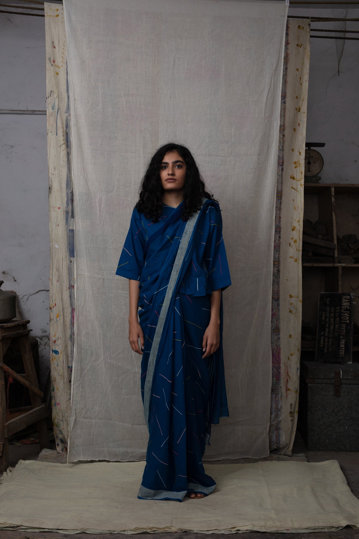 Sprinkles Blue Saree