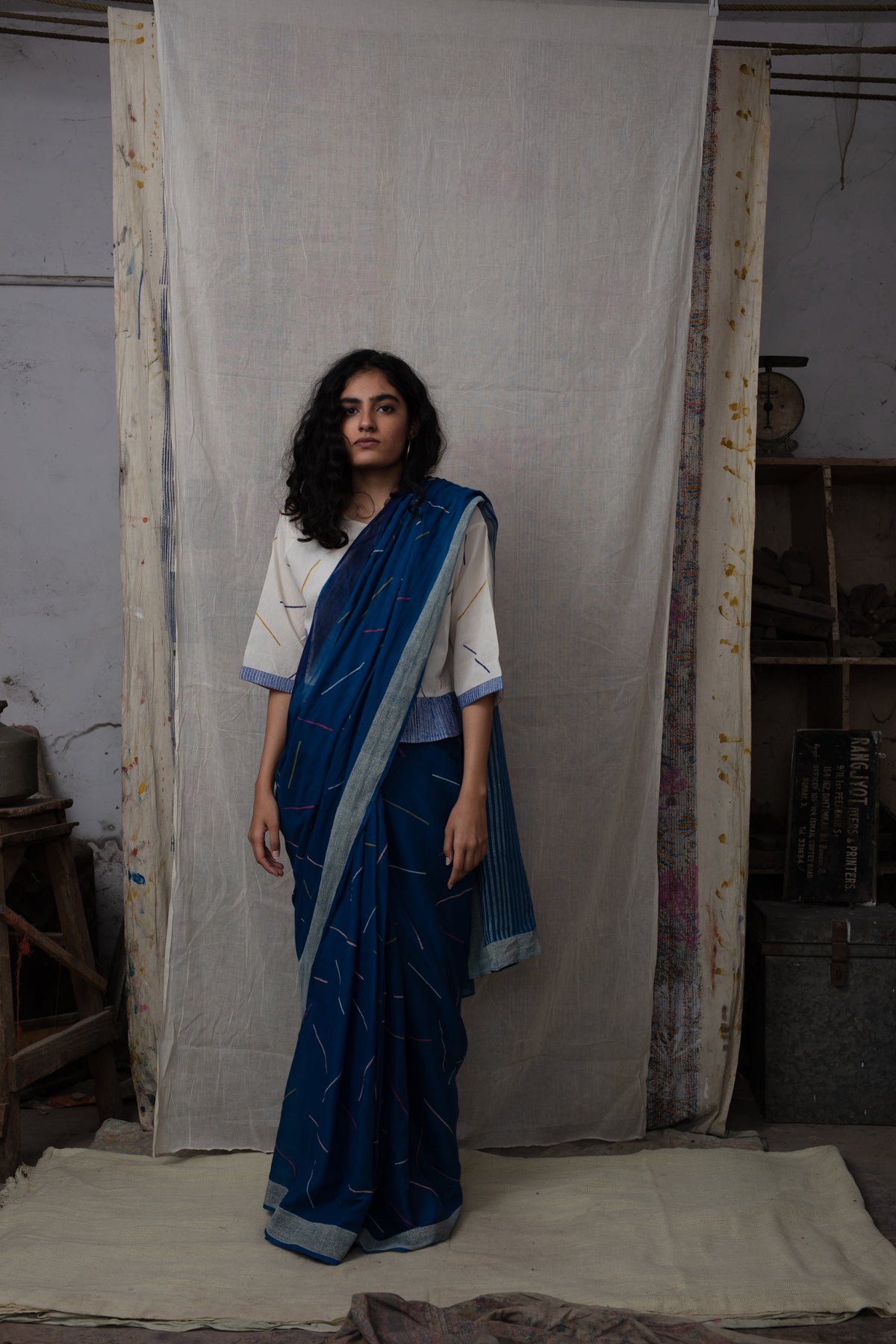 Sprinkles Blue Saree