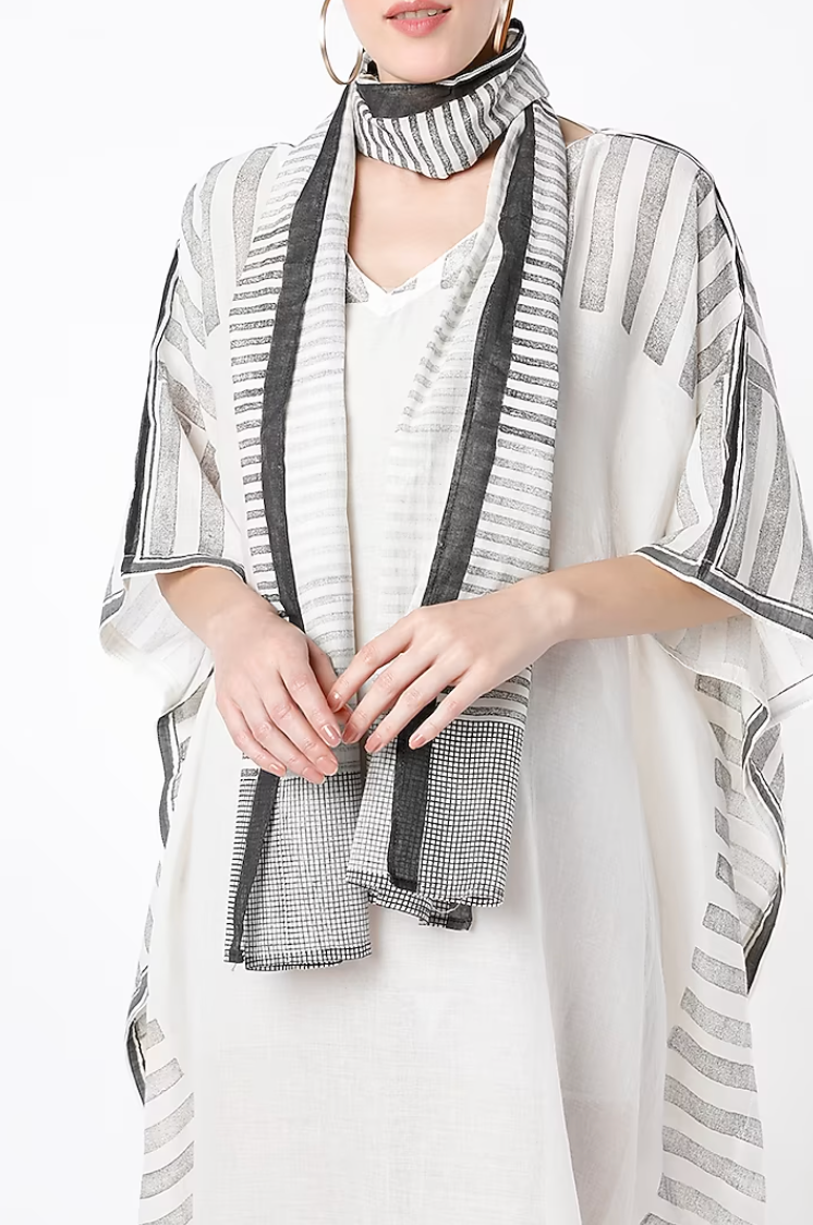 Flabber Kaftan Set with Slip and Stole (Set of 3)