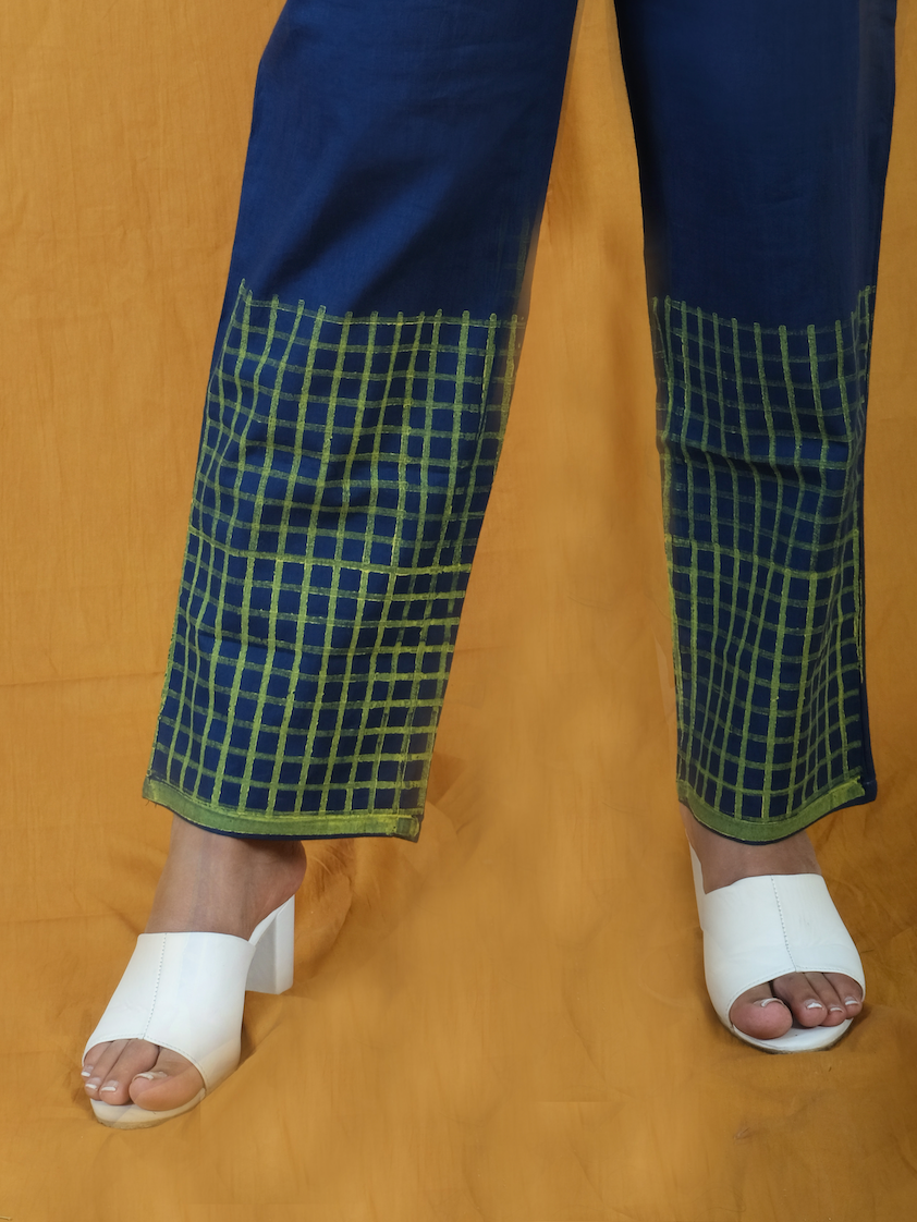 Navy Check Twister Pant