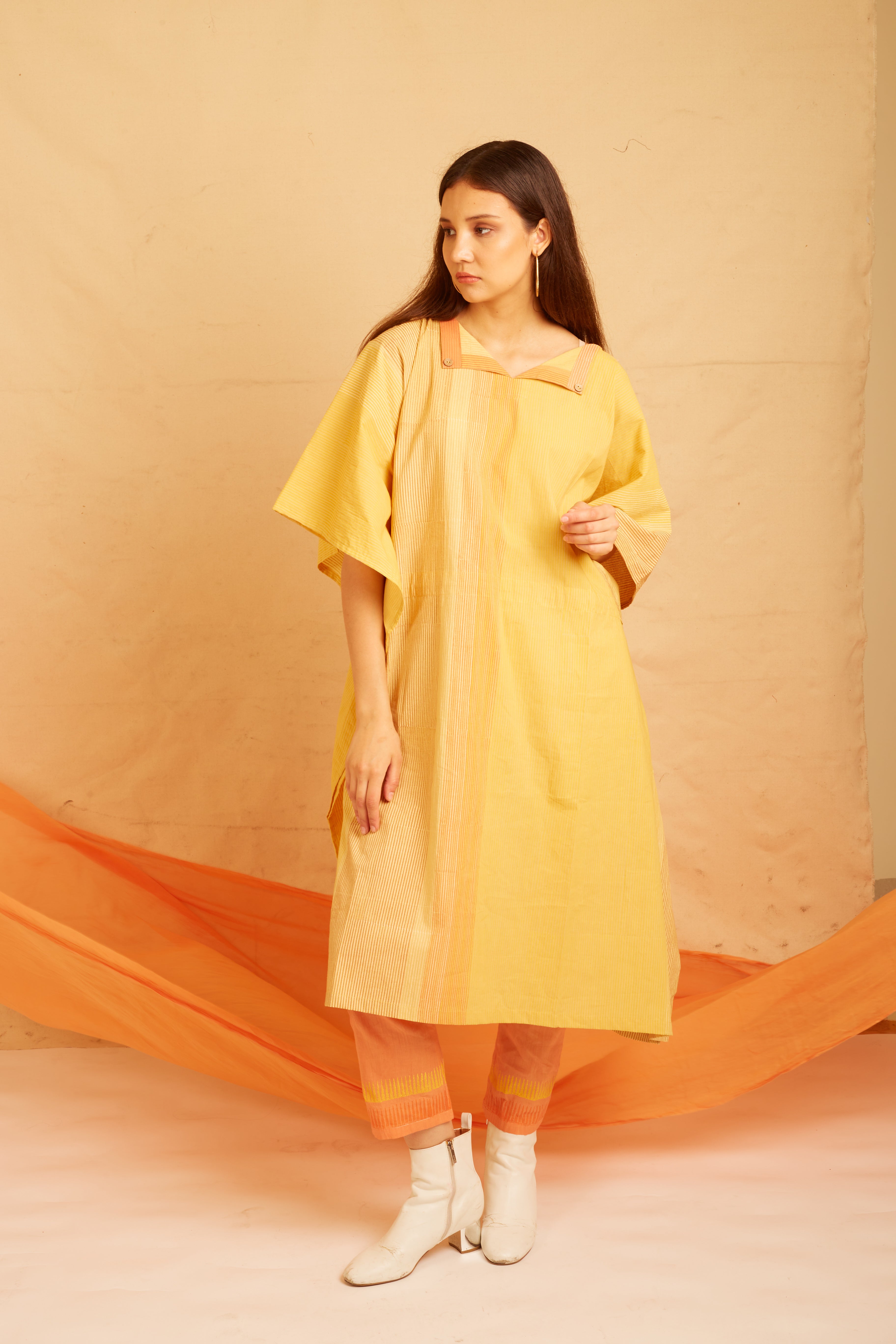 BANANA Yellow Stripe-Me-Good Kaftan and Pants
