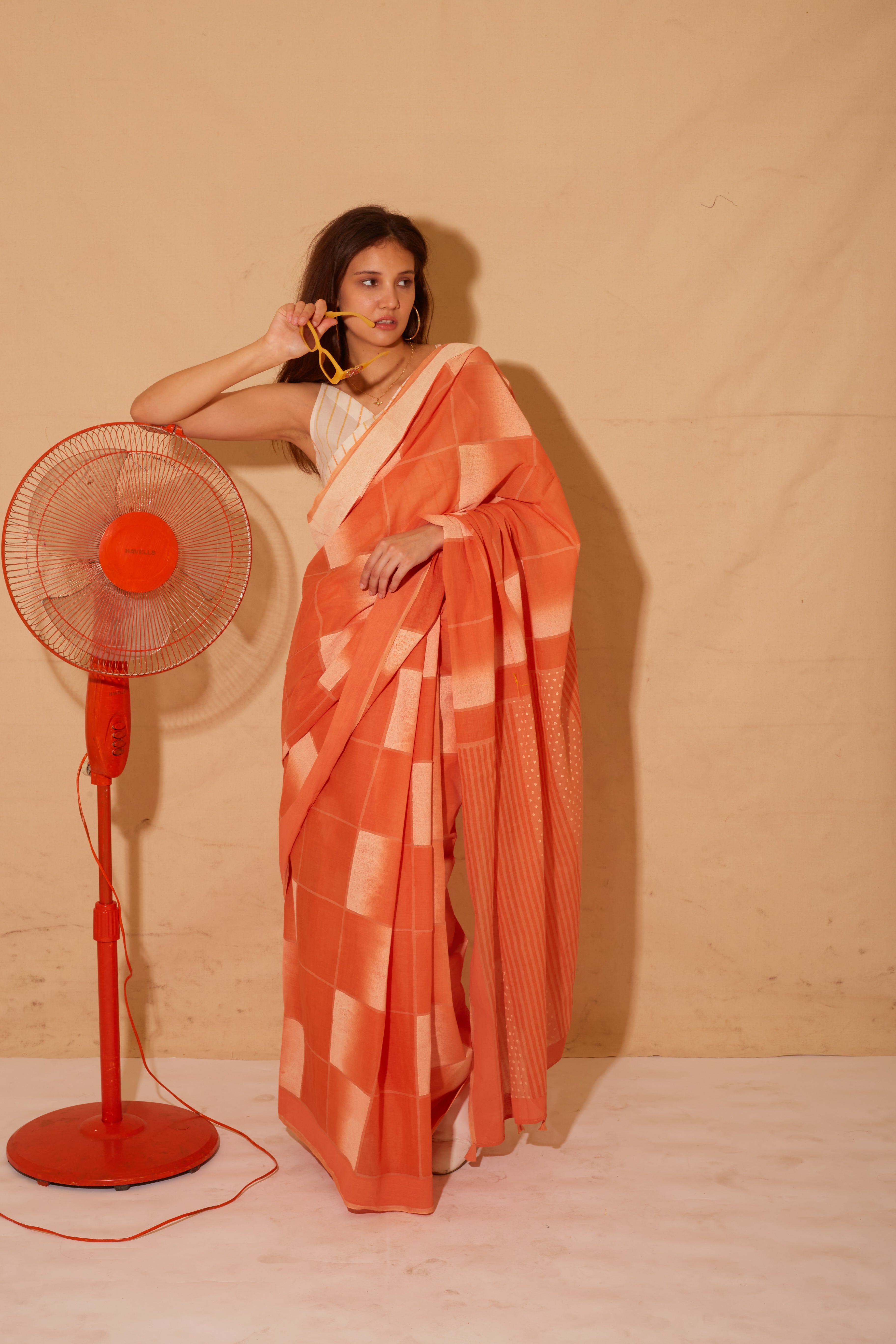 Banana Squash Saree with Dandelion Crop top