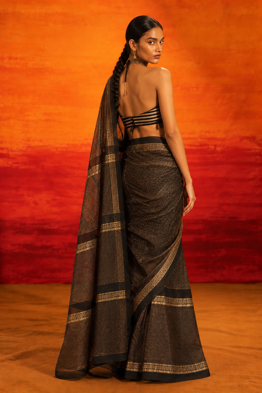 Illume Zap Kota Doria Black Saree